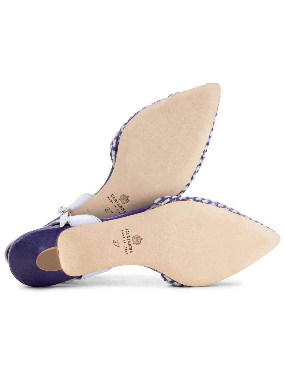 L'ARIANNA Ballerine BL1488/rt da donna in pelle viola e camoscio perla con cinturino alla caviglia In Saldo