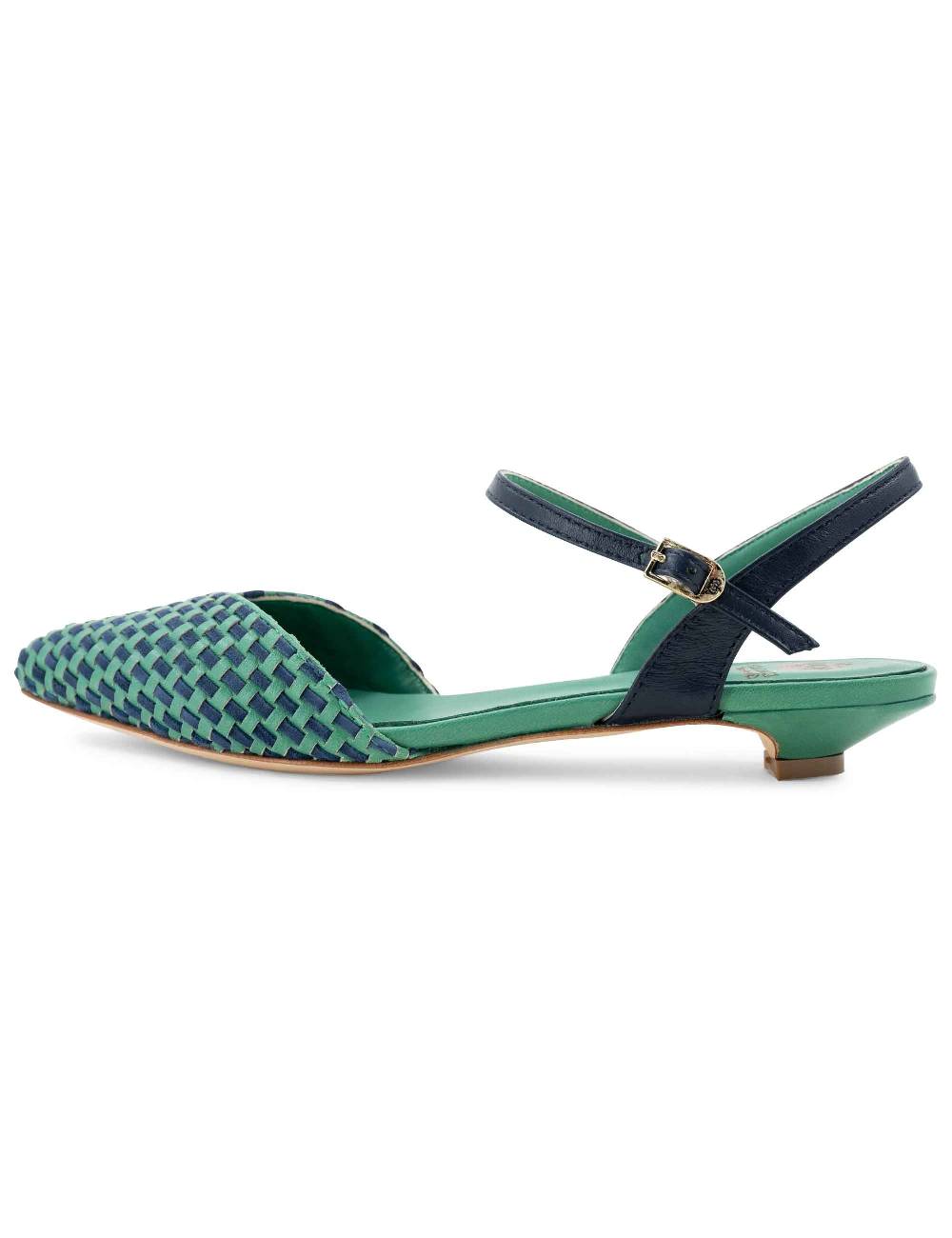 L'ARIANNA Ballerine BL1488/rt da donna in pelle verde e camoscio abisso con cinturino alla caviglia L'Arianna Moda