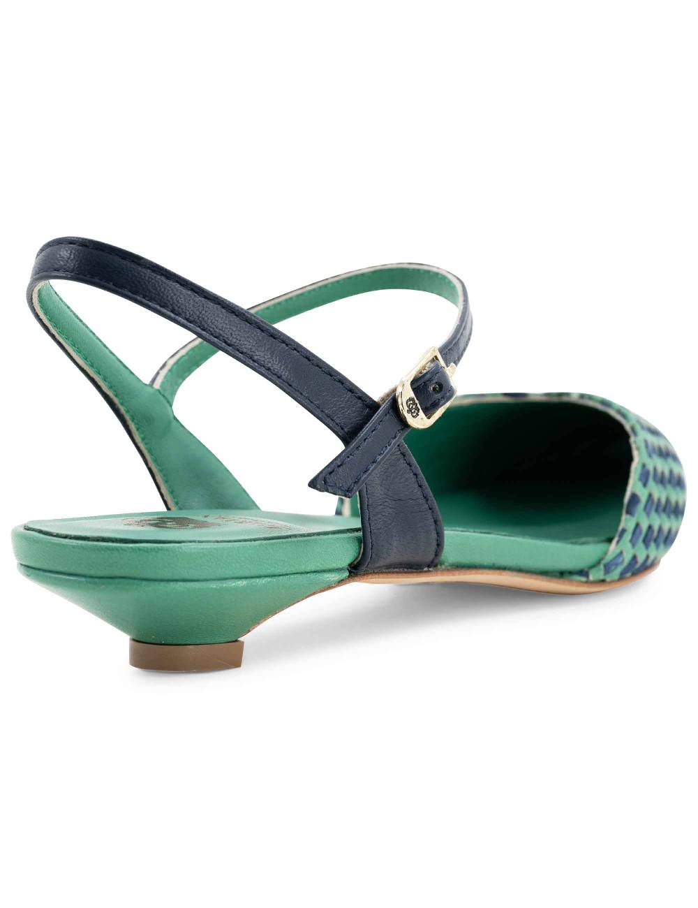 L'ARIANNA Ballerine BL1488/rt da donna in pelle verde e camoscio abisso con cinturino alla caviglia L'Arianna Moda
