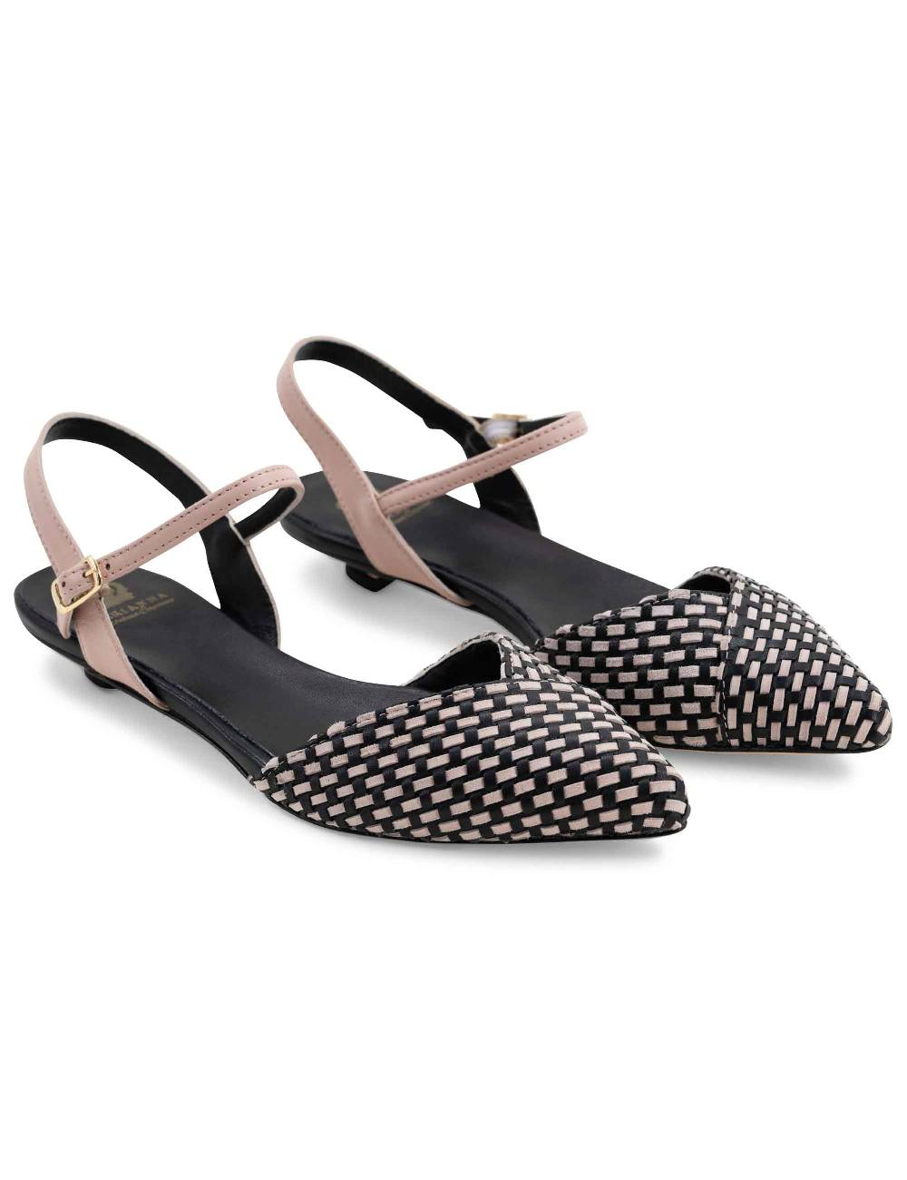 L'ARIANNA Ballerine BL1488/rt da donna in camoscio nero e couture con cinturino alla caviglia 2025