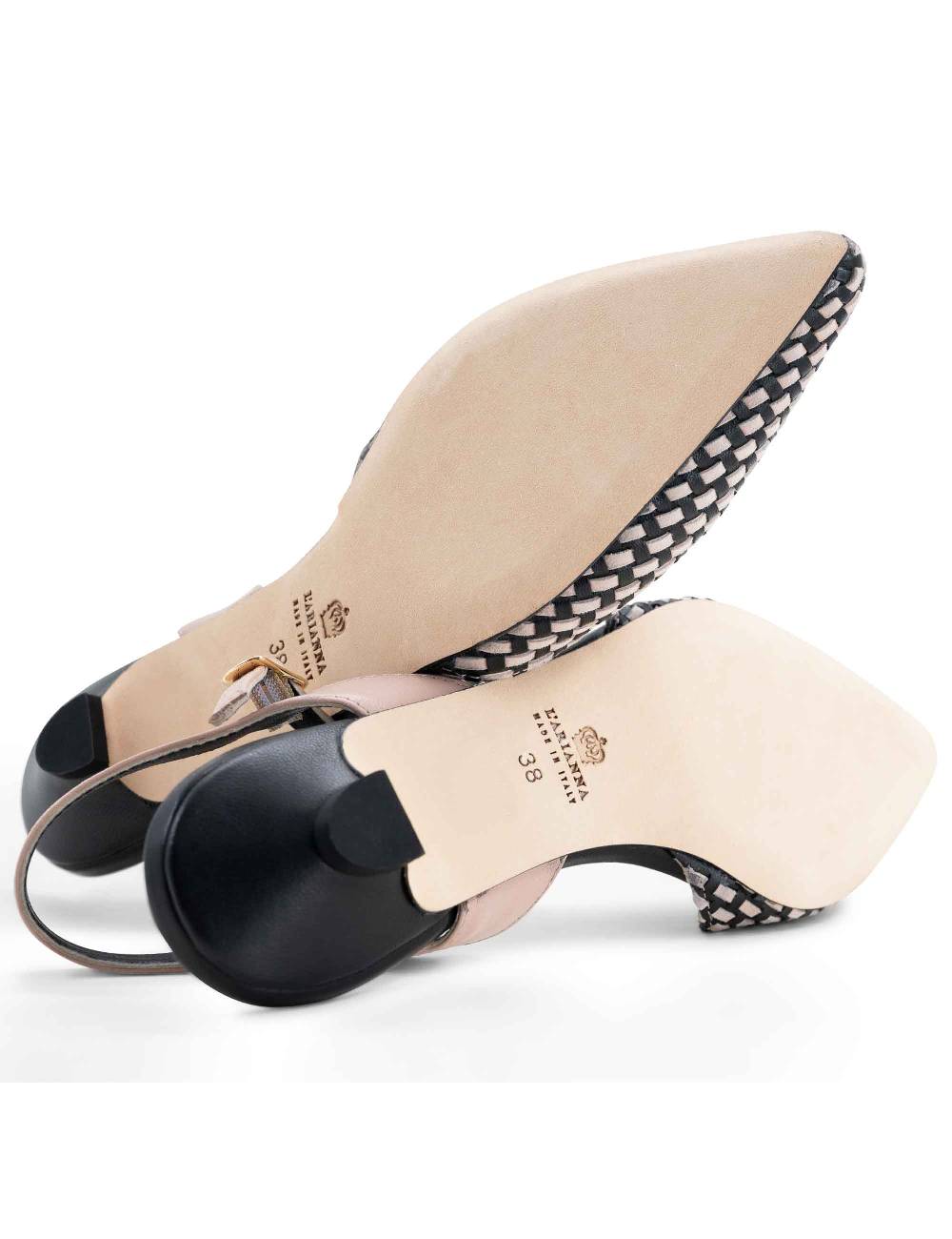 L'ARIANNA Ballerine BL1488/rt da donna in camoscio nero e couture con cinturino alla caviglia 2025