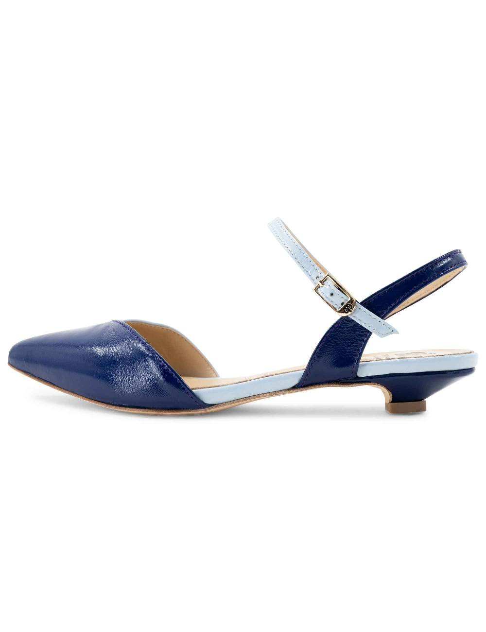 L'ARIANNA Ballerine BL1413/rt da donna in pelle blu punta chiusa con cinturino alla caviglia L'Arianna Enormi sconti