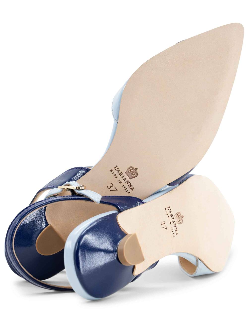 L'ARIANNA Ballerine BL1413/rt da donna in pelle blu punta chiusa con cinturino alla caviglia L'Arianna Enormi sconti