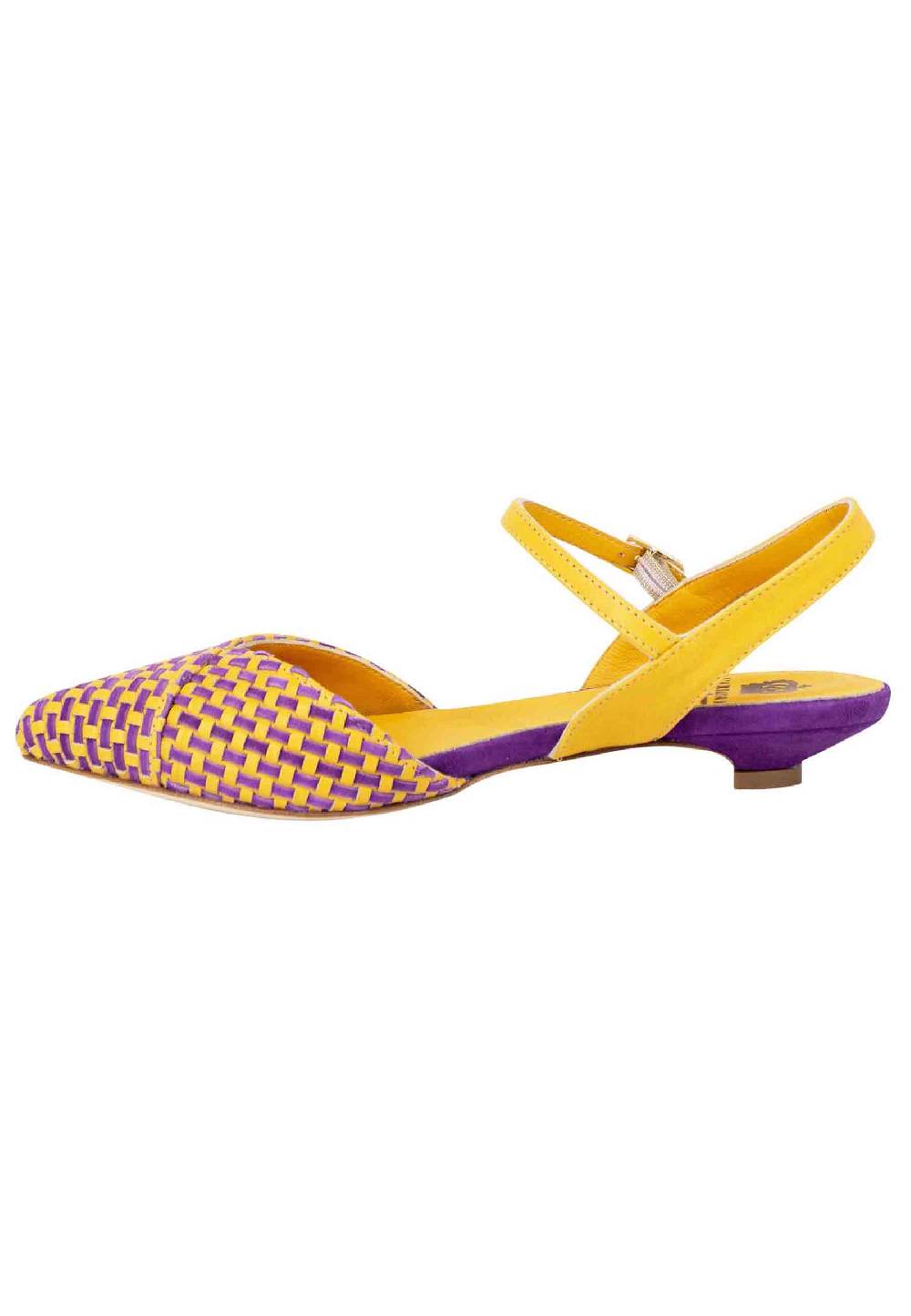 L'ARIANNA Ballerine BL1488/rt da donna in camoscio giallo e mattone con cinturino alla caviglia l'arianna Officina