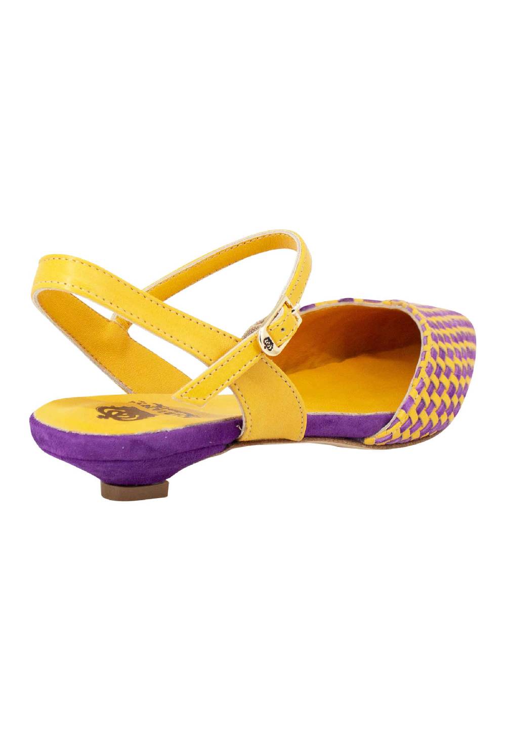 L'ARIANNA Ballerine BL1488/rt da donna in camoscio giallo e mattone con cinturino alla caviglia l'arianna Officina