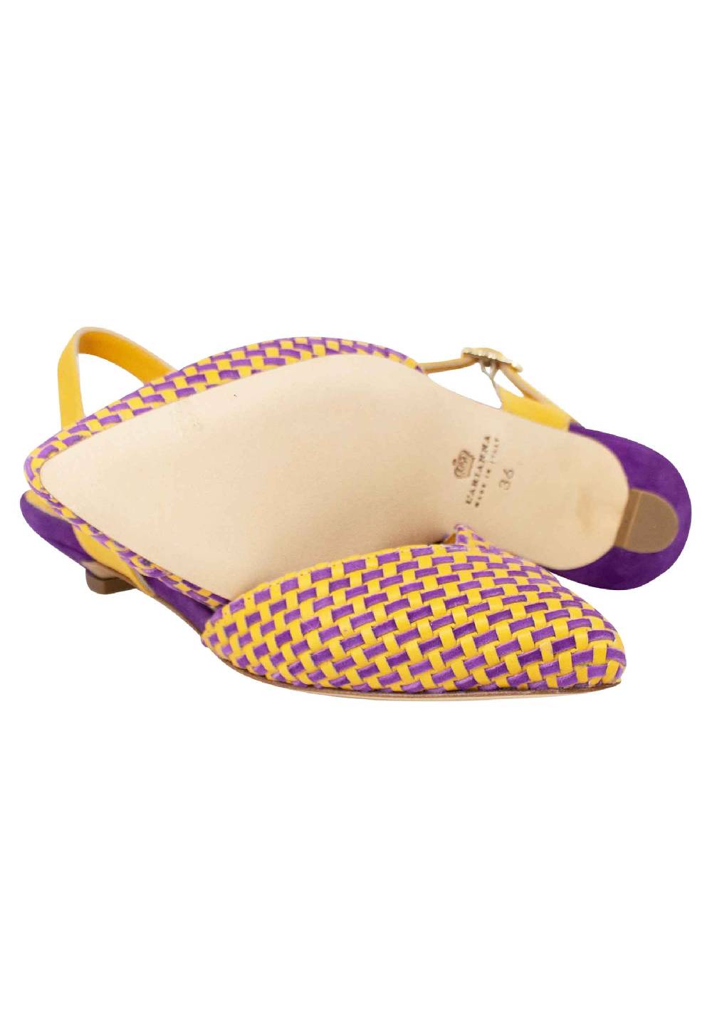 L'ARIANNA Ballerine BL1488/rt da donna in camoscio giallo e mattone con cinturino alla caviglia l'arianna Officina