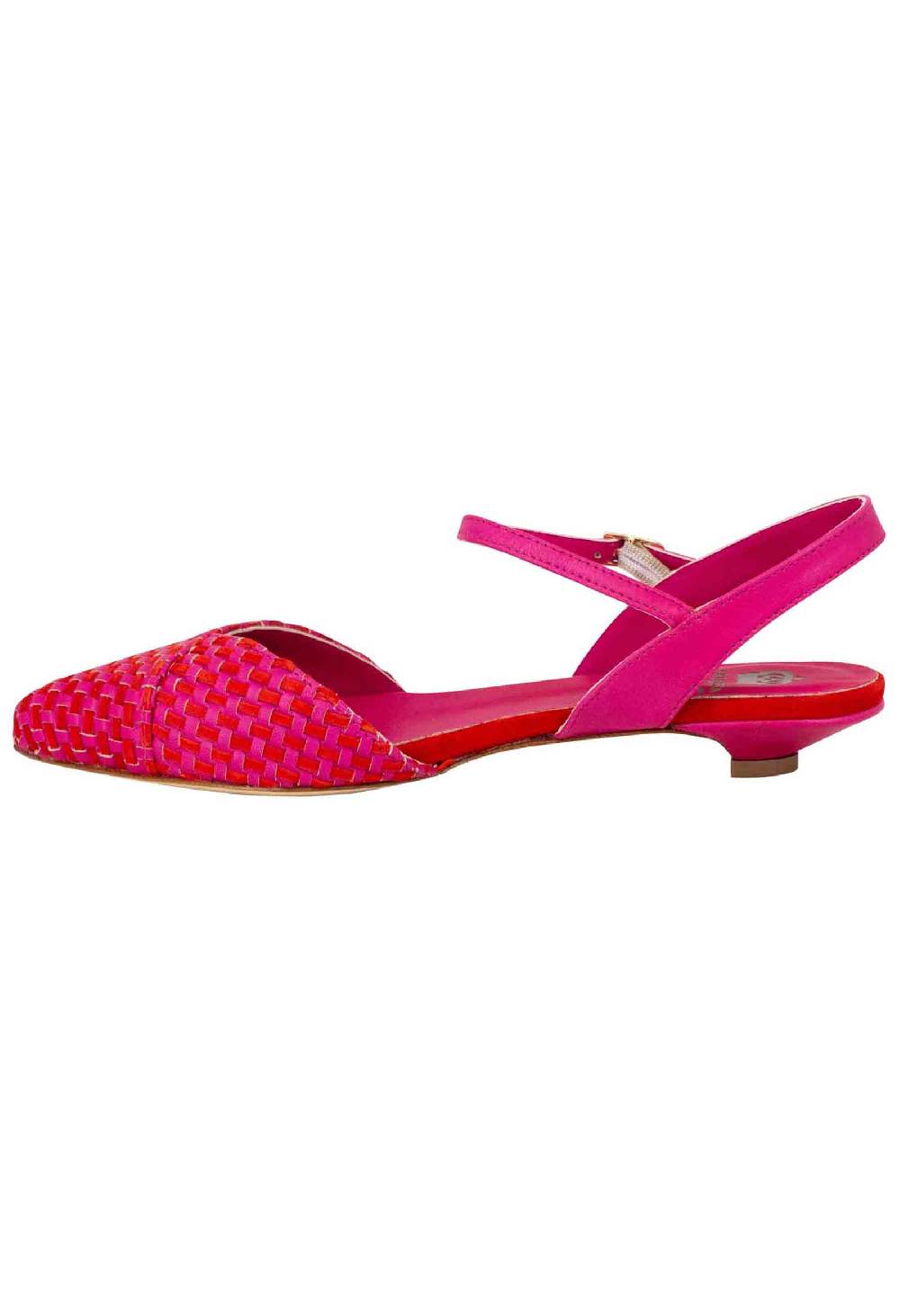 L'ARIANNA Ballerine BL1488/rt da donna in camoscio fucsia e rosso con cinturino alla caviglia Limitato a 3 giorni
