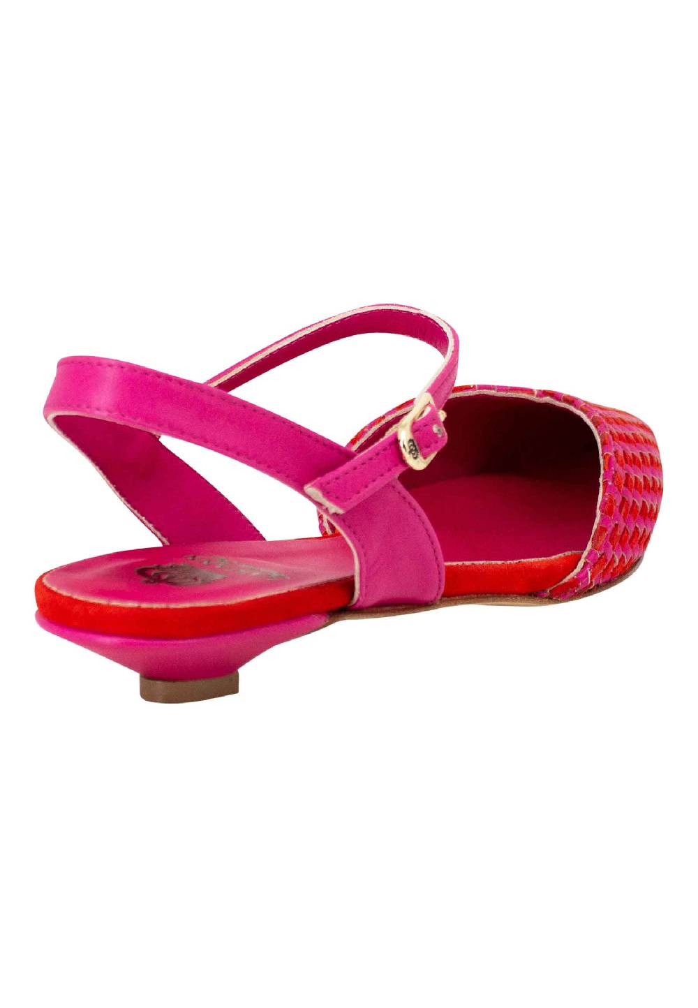 L'ARIANNA Ballerine BL1488/rt da donna in camoscio fucsia e rosso con cinturino alla caviglia Limitato a 3 giorni