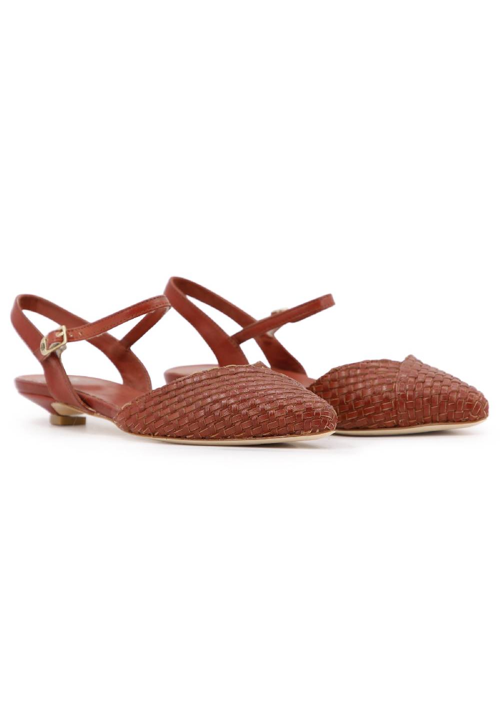 L'ARIANNA Ballerine BL1488/rt da donna in camoscio mattone con cinturino alla caviglia Esporta salva