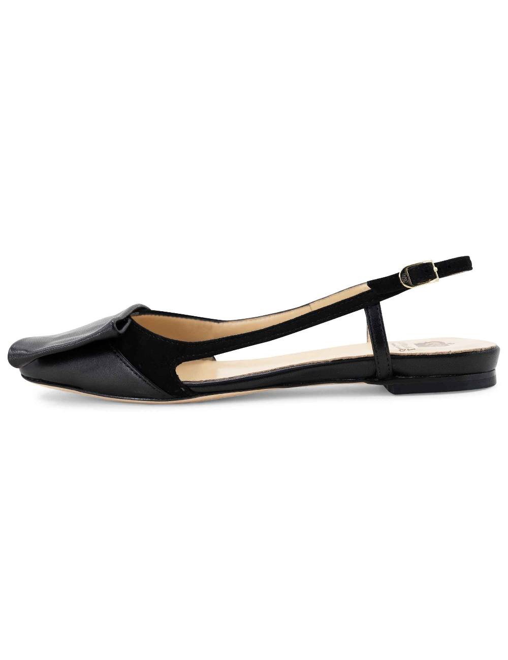 L'ARIANNA BALLERINE CH1626 IN PELLE E CAMOSCIO NERO DA DONNA CON TACCO BASSO E CINTURINO SLINGBACK L'ARIANNA In vendita