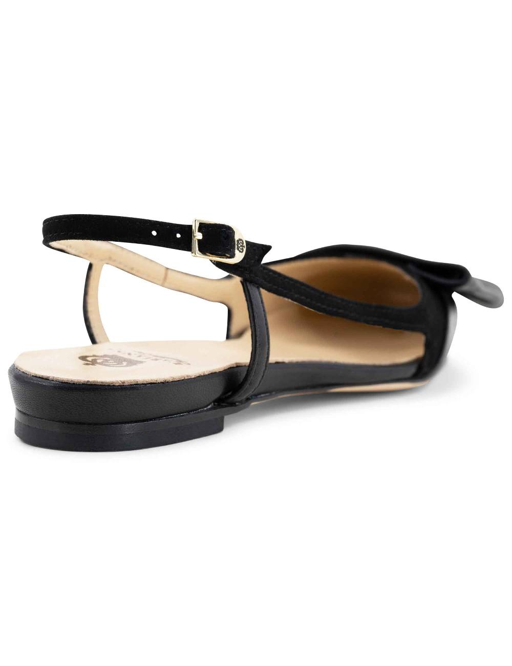 L'ARIANNA BALLERINE CH1626 IN PELLE E CAMOSCIO NERO DA DONNA CON TACCO BASSO E CINTURINO SLINGBACK L'ARIANNA In vendita