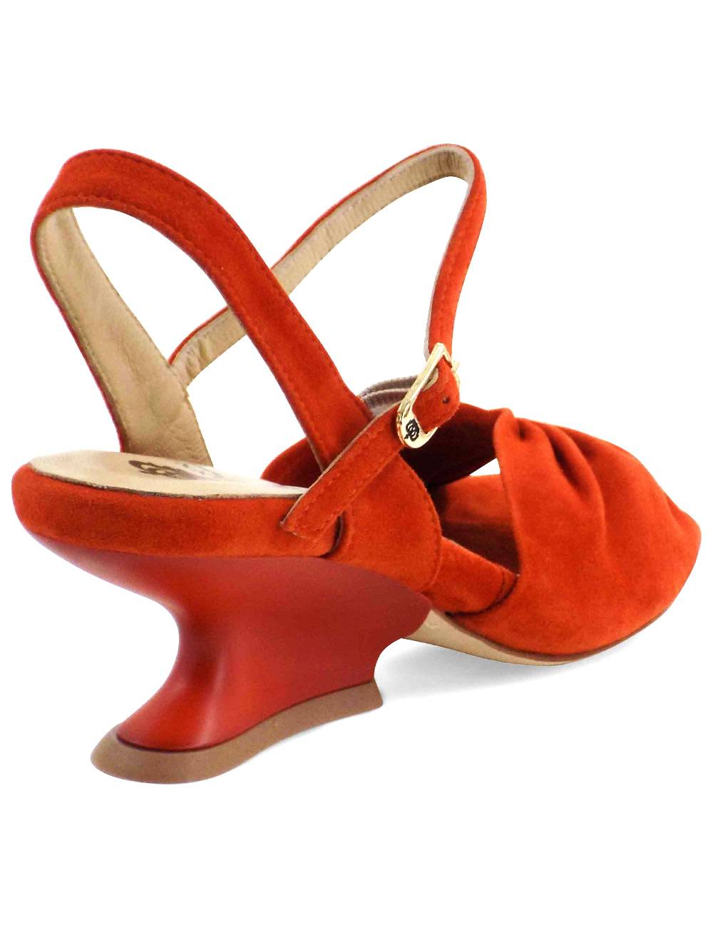 L'ARIANNA Sandali ds1736/z in camoscio arancione con tacco a zeppa Italia