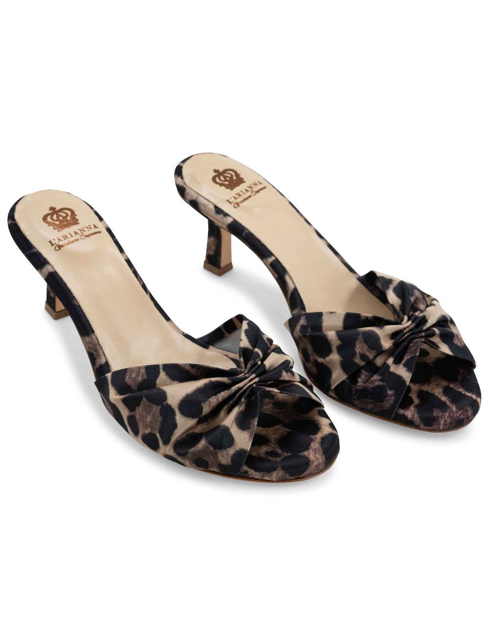 L'ARIANNA Sandali ds1649/rt donna inraso animalier color nero con tacco basso Consegna Veloce
