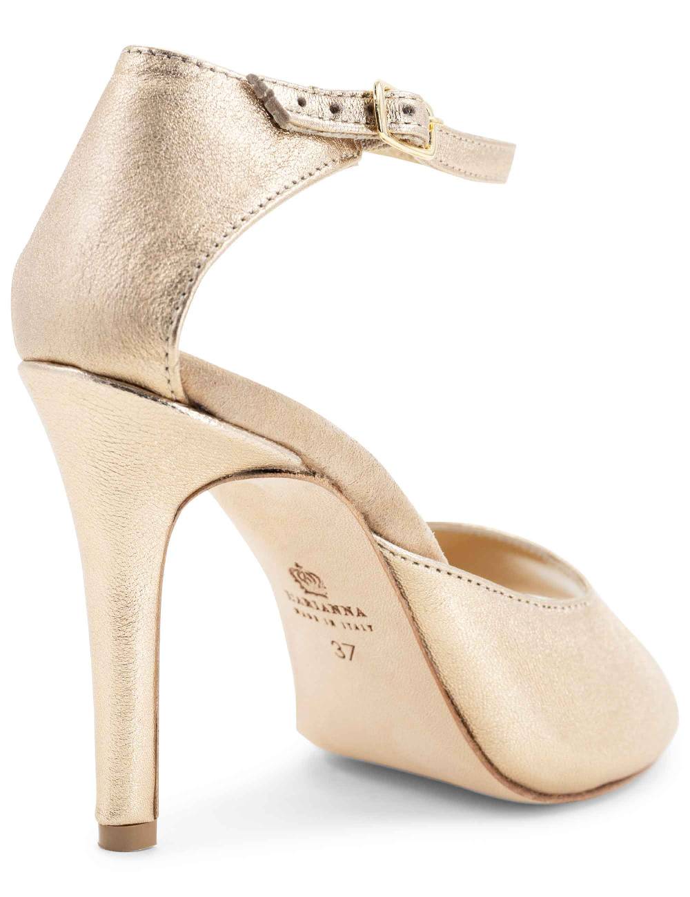 L'ARIANNA Sandali DS1518 donna in pelle laminata nude con tacco alto e cinturino alla caviglia L'Arianna Presa