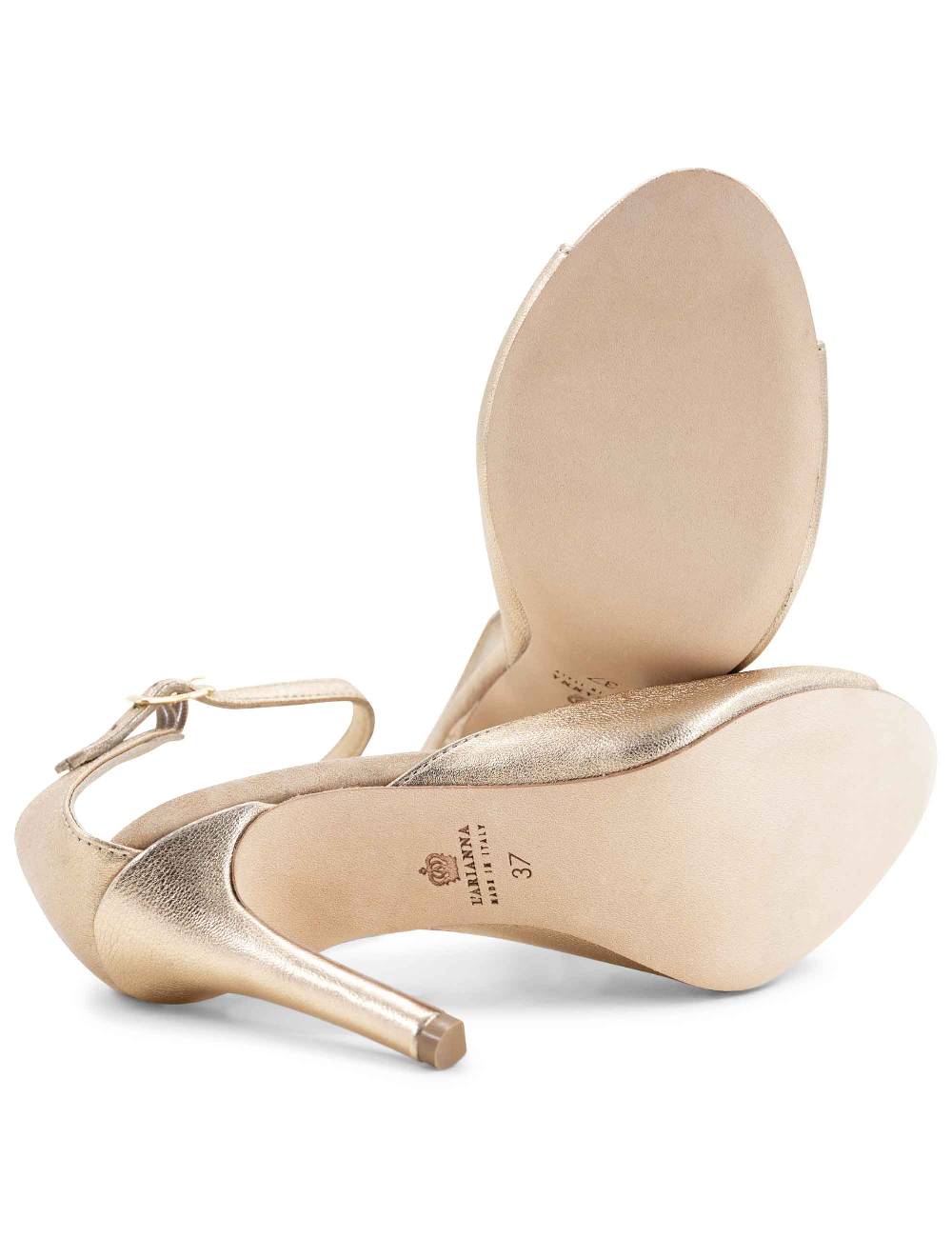 L'ARIANNA Sandali DS1518 donna in pelle laminata nude con tacco alto e cinturino alla caviglia L'Arianna Presa