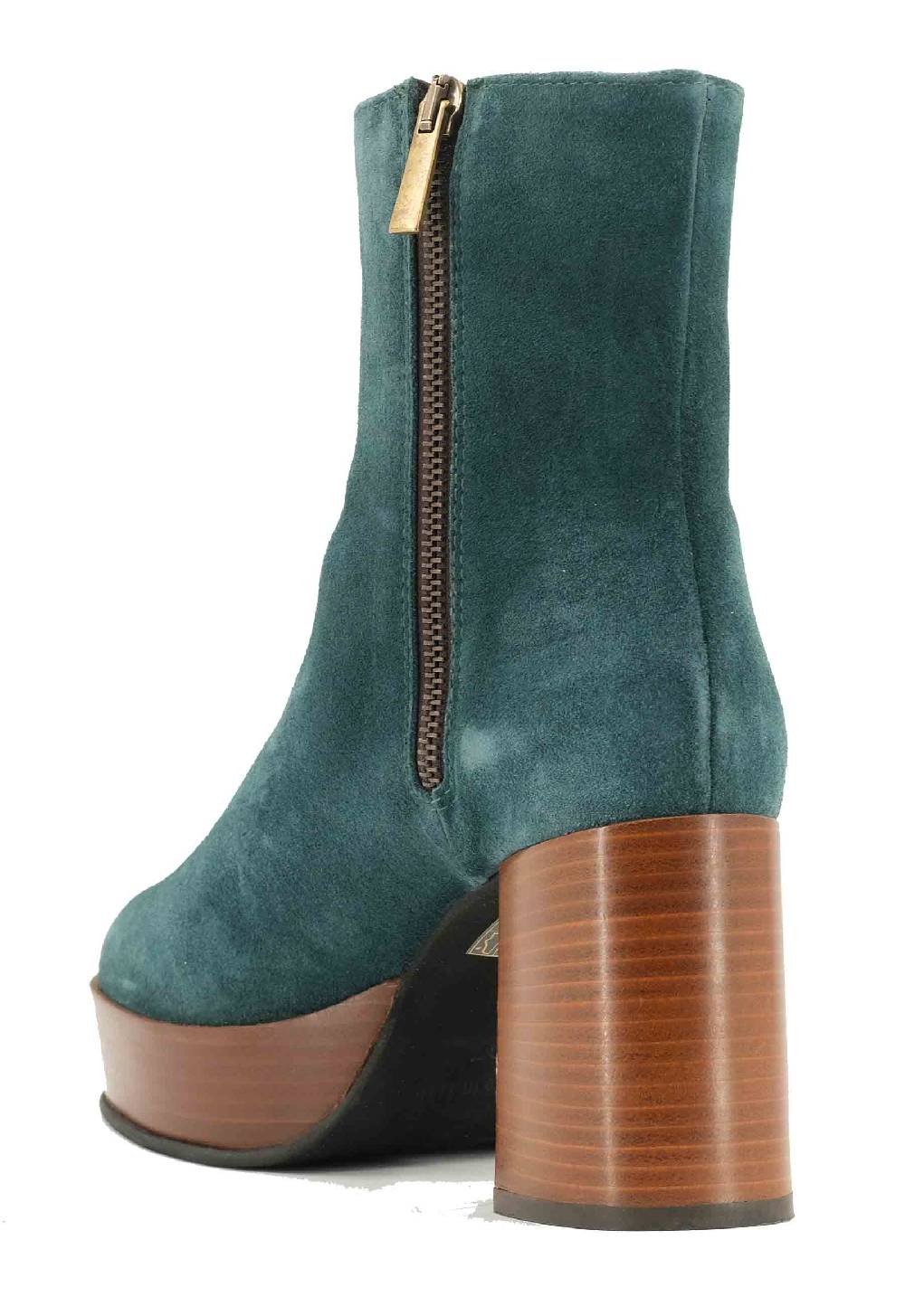 L'ARIANNA Stivaletti TR1556 in camoscio verde petrolio con tacco alto e plateau con zip laterale di chiusura Sconto di tempo limitato