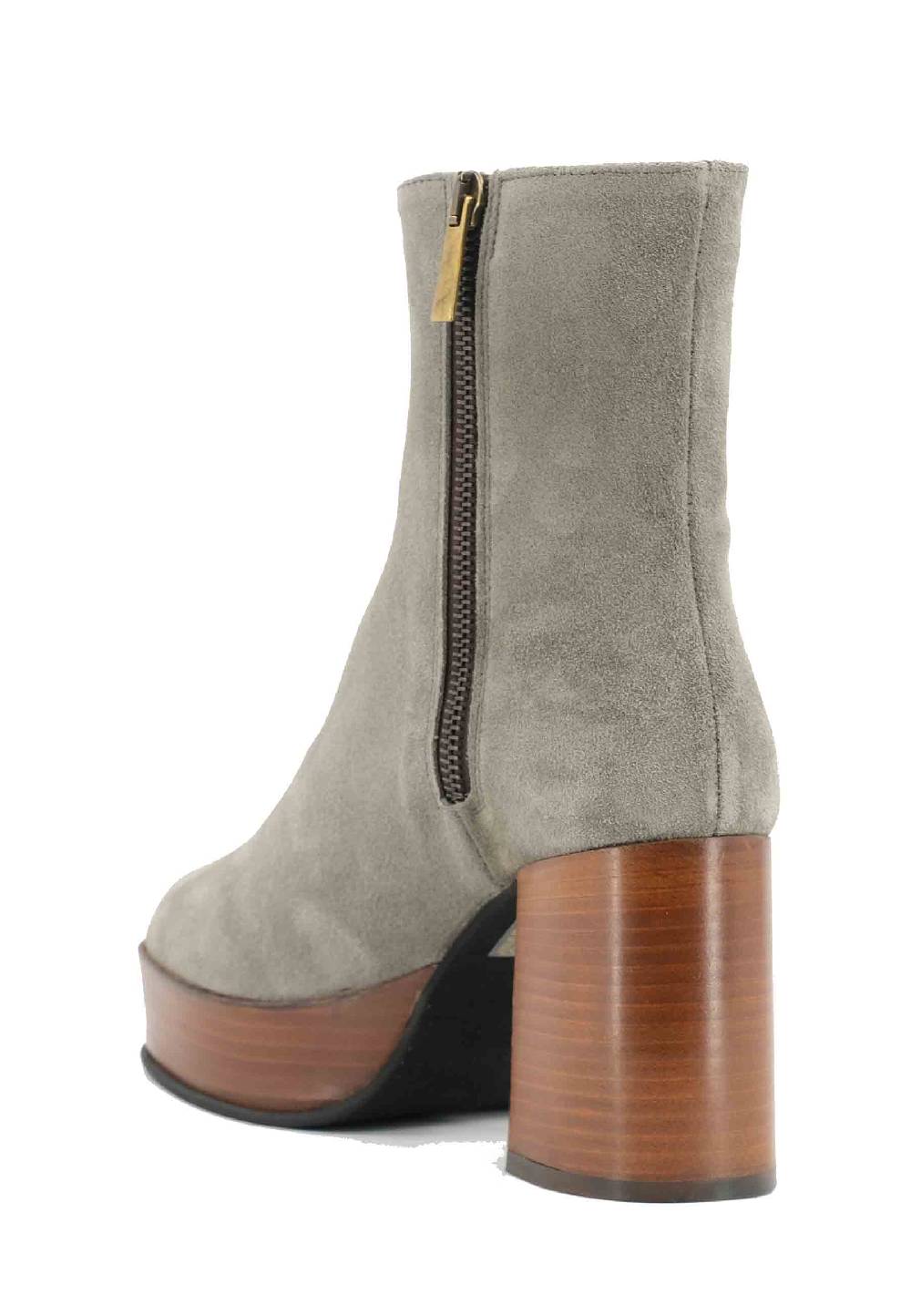 L'ARIANNA Stivaletti TR1556 in camoscio grigio con tacco alto e plateau con zip laterale di chiusura Prezzo di fabbrica