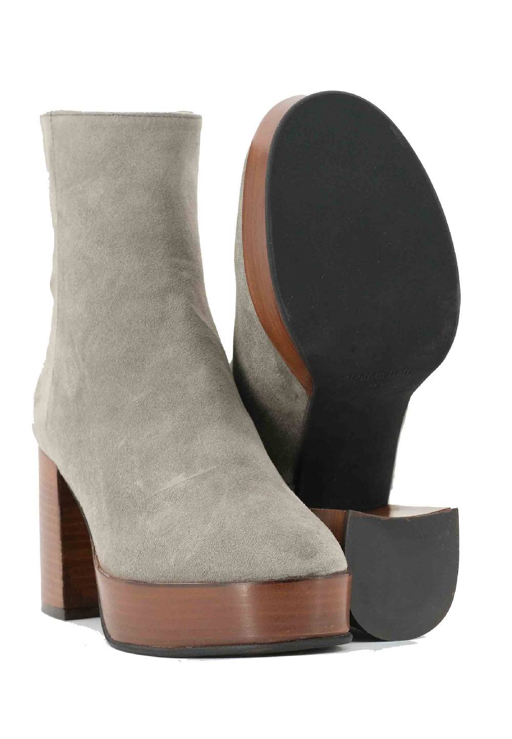 L'ARIANNA Stivaletti TR1556 in camoscio grigio con tacco alto e plateau con zip laterale di chiusura Prezzo di fabbrica
