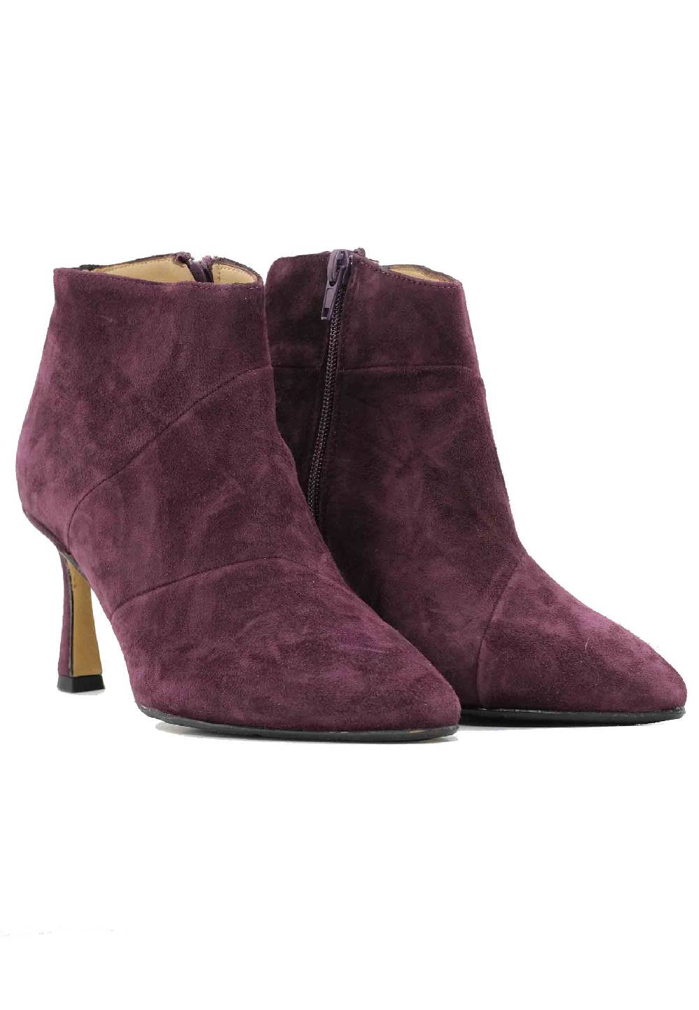 L'ARIANNA Stivaletti TR1672/RT in camoscio prugna con tacco alto Grande vendita
