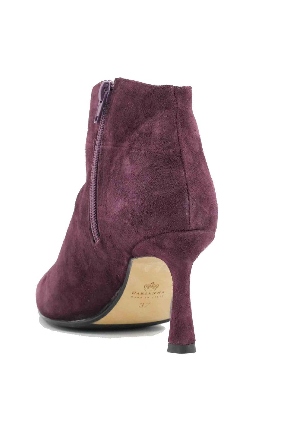 L'ARIANNA Stivaletti TR1672/RT in camoscio prugna con tacco alto Grande vendita