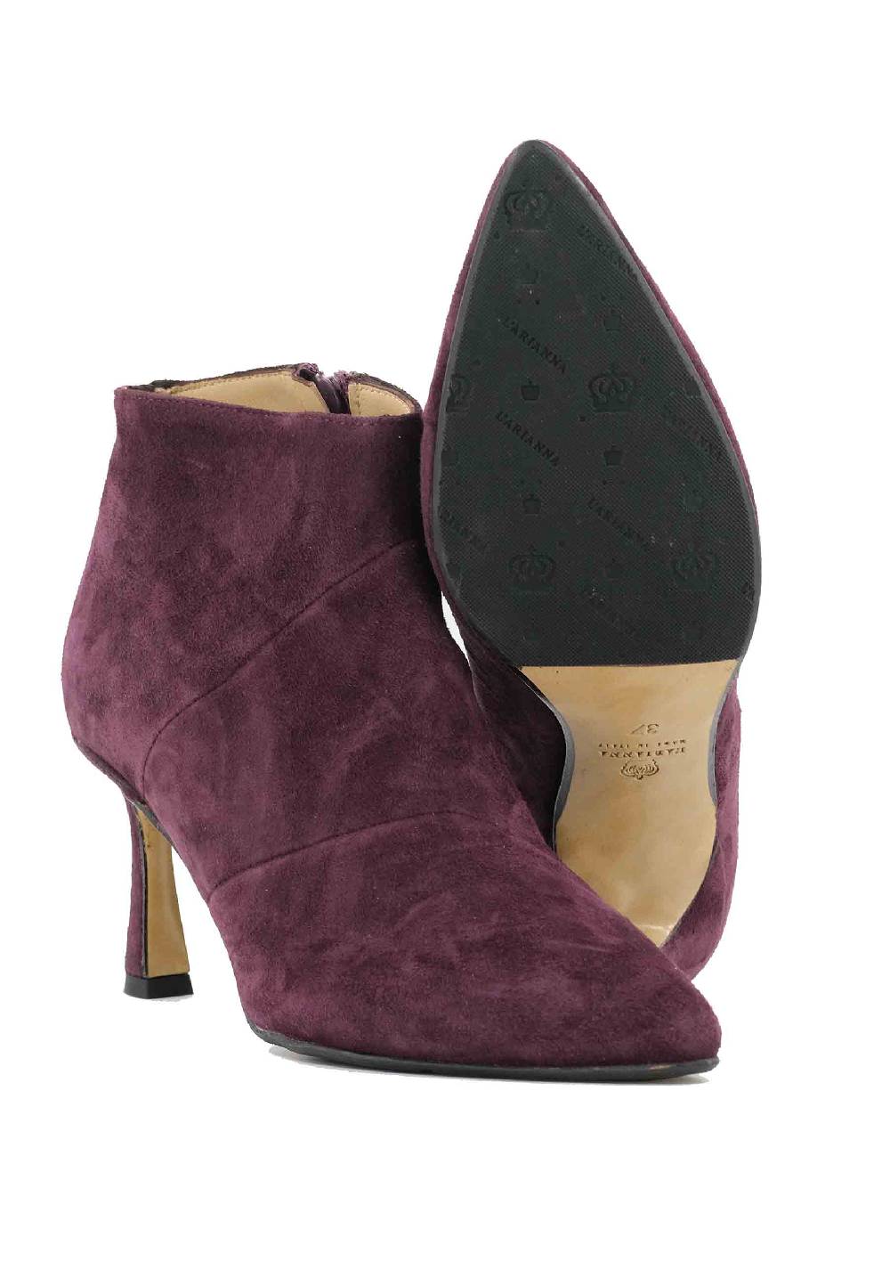 L'ARIANNA Stivaletti TR1672/RT in camoscio prugna con tacco alto Grande vendita