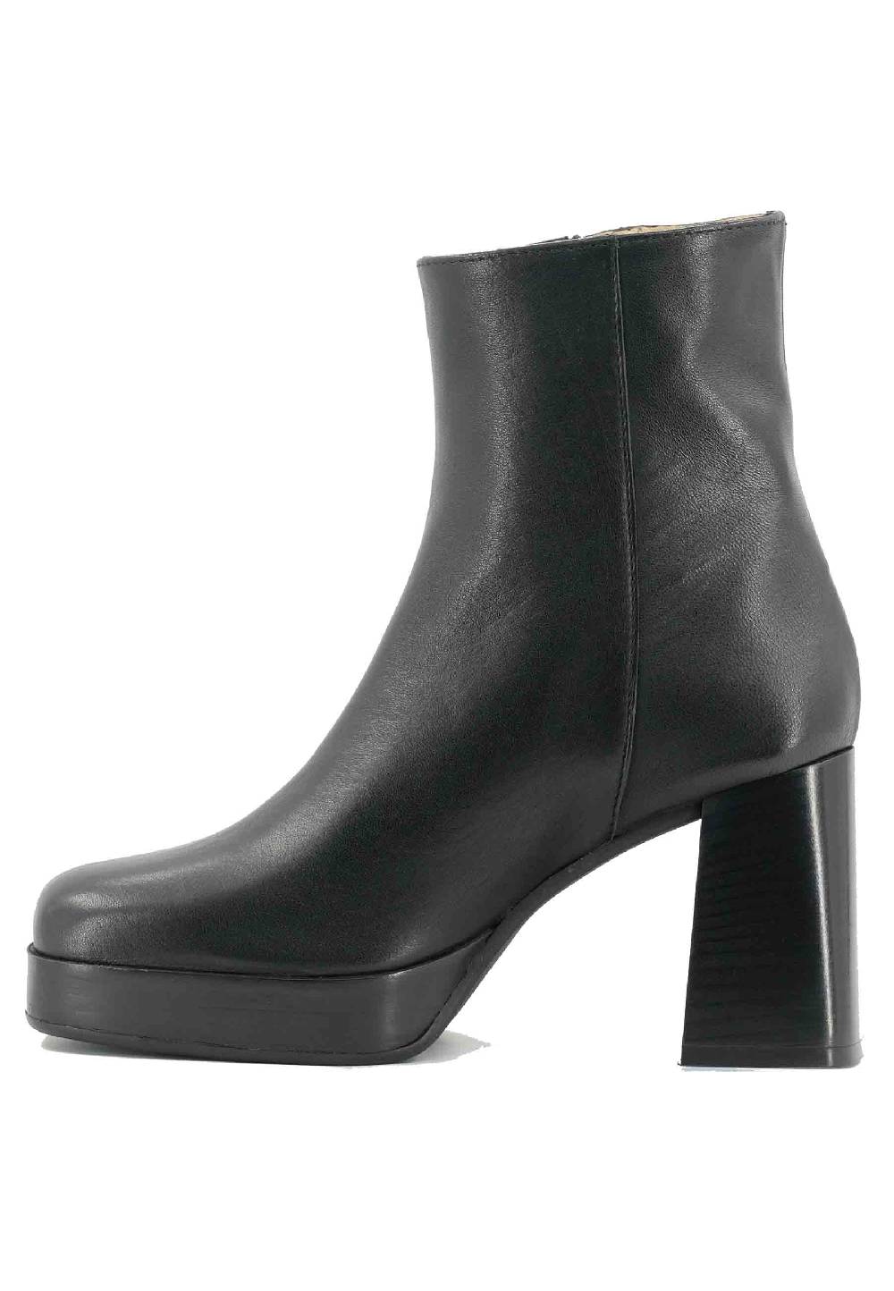 L'ARIANNA Stivaletti TR1665 in pelle nera con tacco alto e plateau con zip esterna Flash Sale