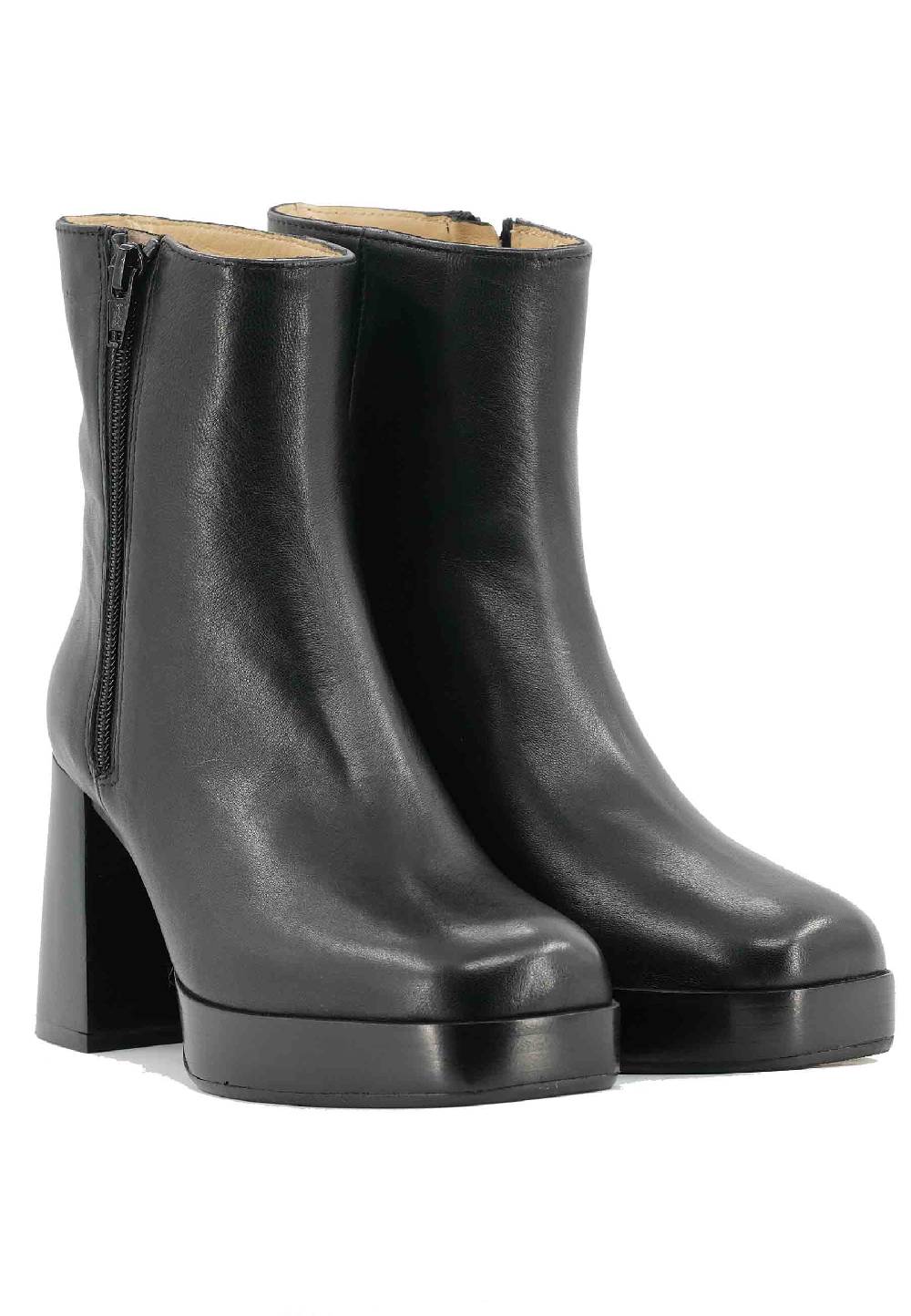 L'ARIANNA Stivaletti TR1665 in pelle nera con tacco alto e plateau con zip esterna Flash Sale