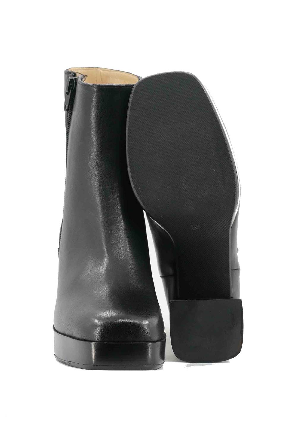 L'ARIANNA Stivaletti TR1665 in pelle nera con tacco alto e plateau con zip esterna Flash Sale