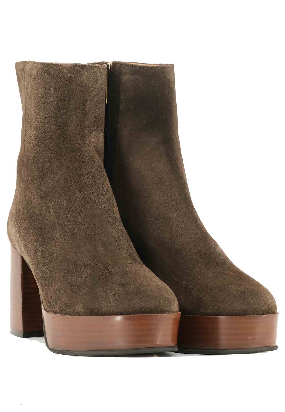 L'ARIANNA Stivaletti TR1556 in camsocio marrone con tacco alto e plateau con zip laterale di chiusura Shopping online