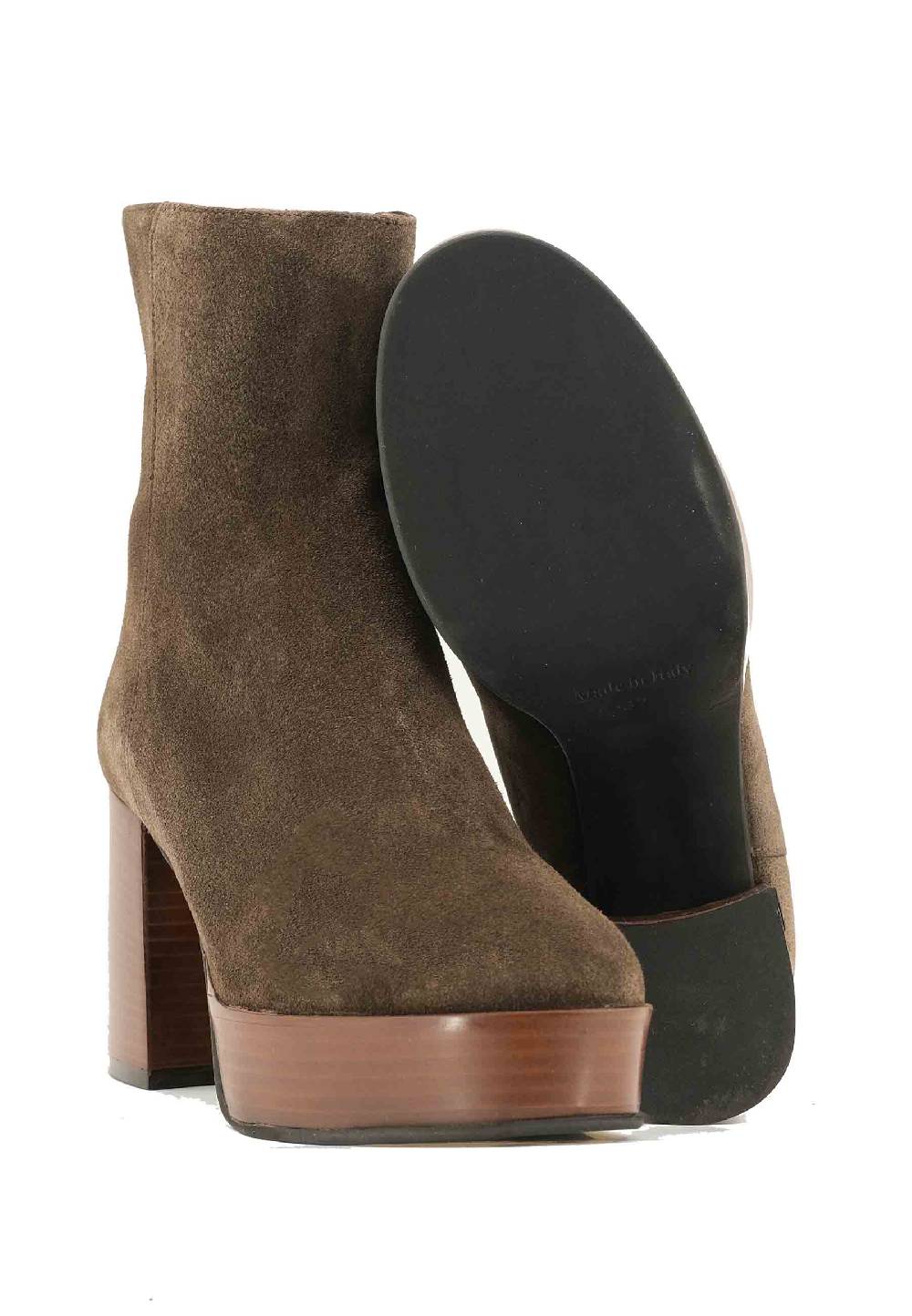 L'ARIANNA Stivaletti TR1556 in camsocio marrone con tacco alto e plateau con zip laterale di chiusura Shopping online