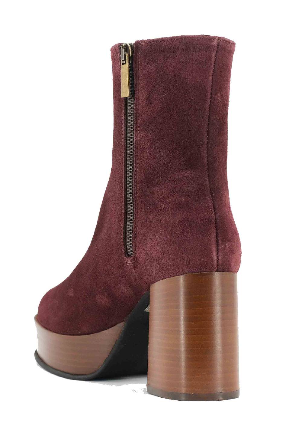 L'ARIANNA Stivaletti TR1556 in camoscio bordeaux con tacco alto e plateau con zip laterale di chiusura Vendite stagionali