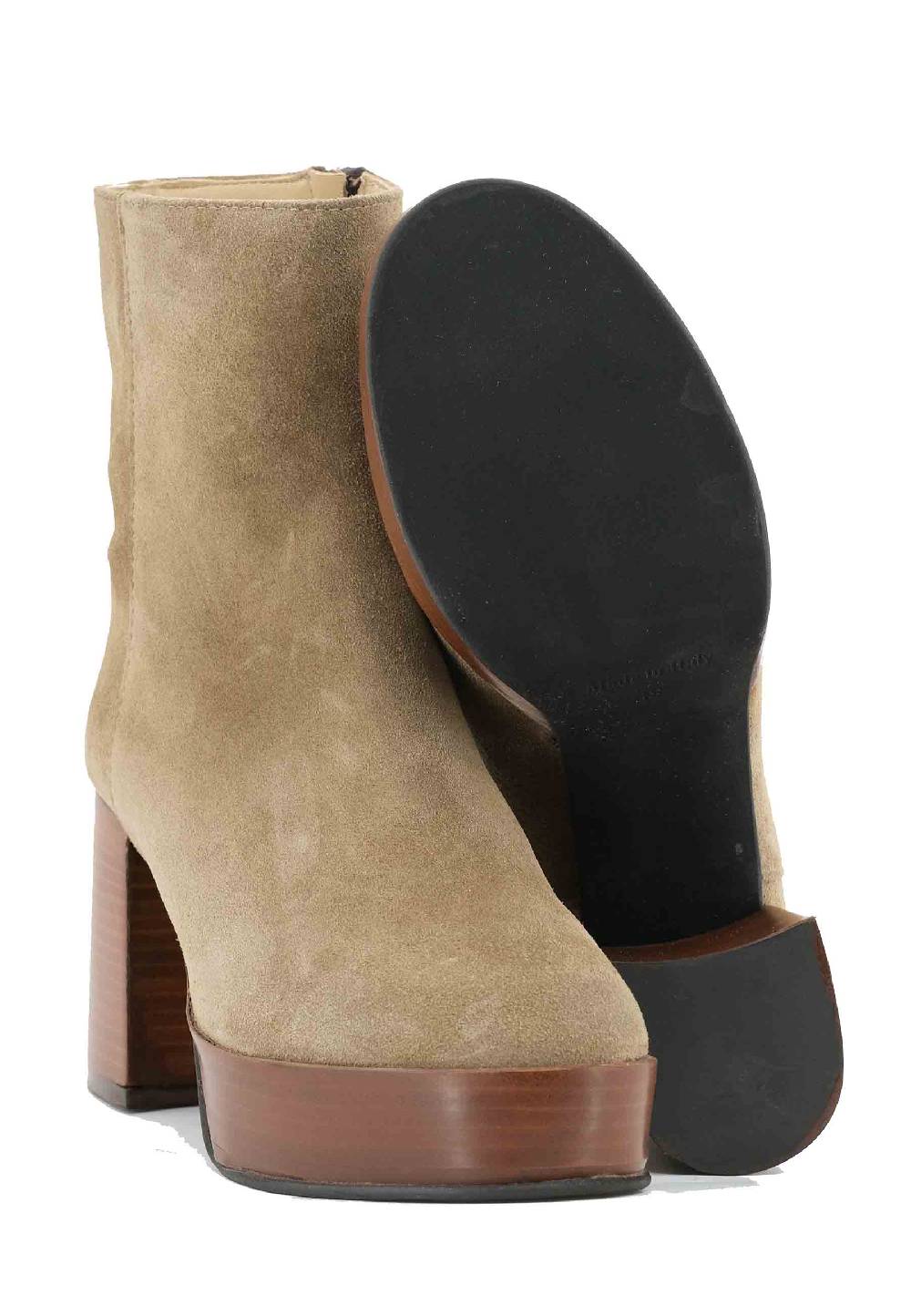 L'ARIANNA Stivaletti TR1556 in camoscio verde con tacco alto e plateau con zip laterale di chiusura Black Friday