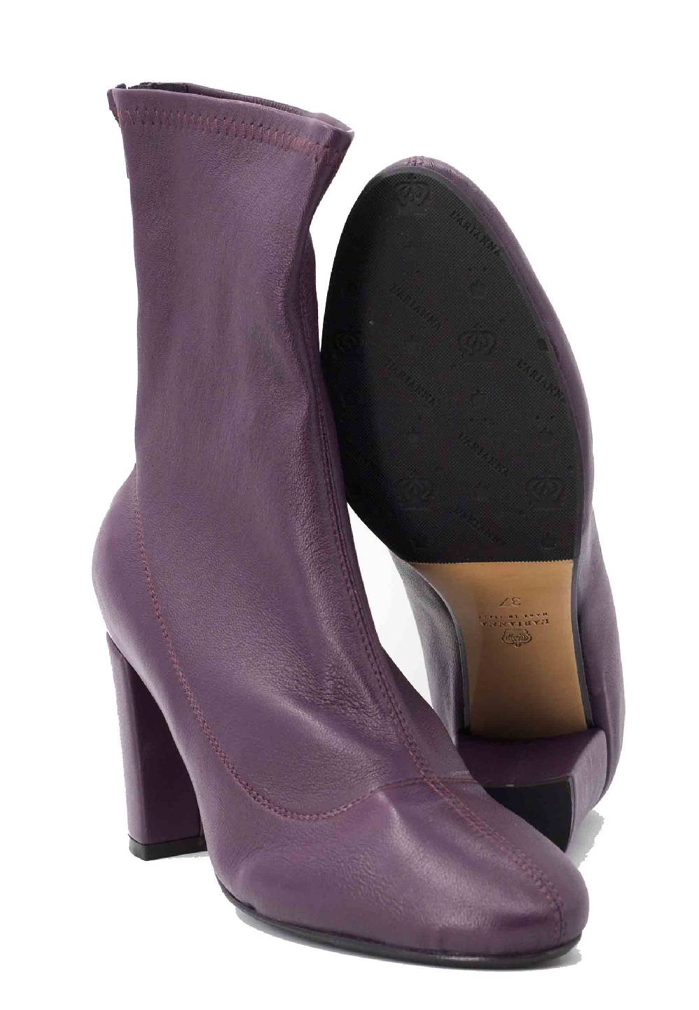 L'ARIANNA Stivaletti EL3002 in pelle elasticizzata prugna con tacco alto Offerta per la Festa della Mamma
