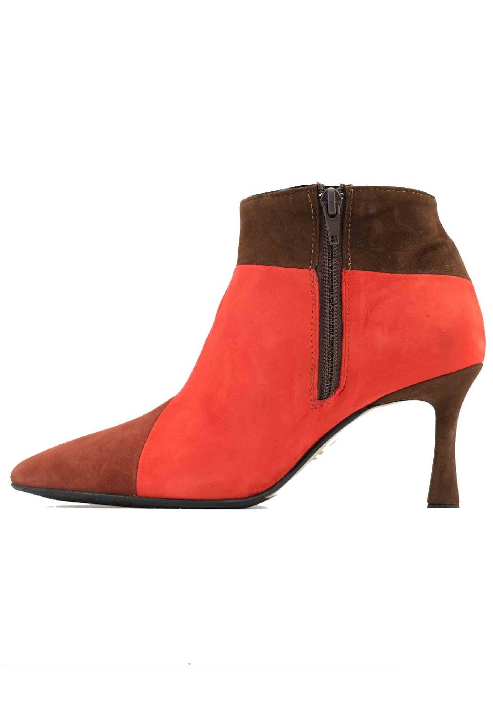 L'ARIANNA Stivaletti TR1672/RT in camoscio mattone con tacco alto Offerta San Valentino