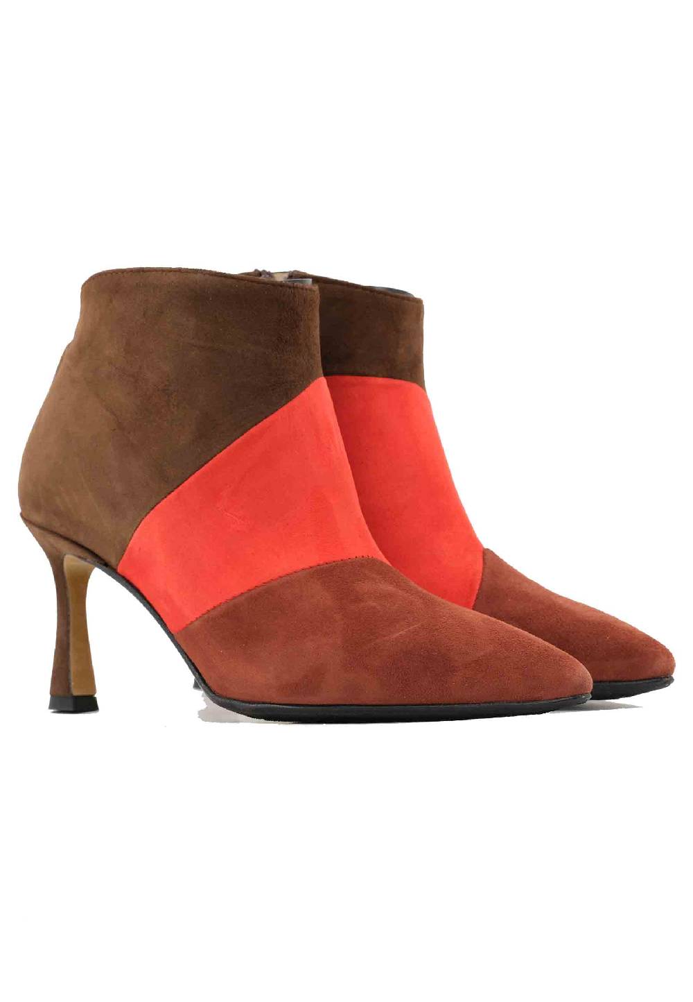 L'ARIANNA Stivaletti TR1672/RT in camoscio mattone con tacco alto Offerta San Valentino