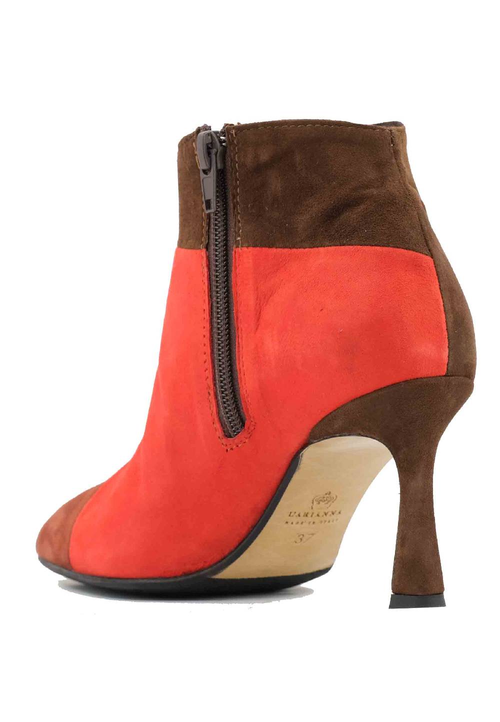 L'ARIANNA Stivaletti TR1672/RT in camoscio mattone con tacco alto Offerta San Valentino