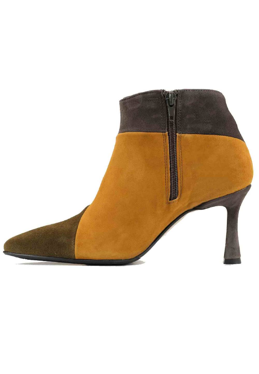 L'ARIANNA Stivaletti TR1672/RT in camoscio verde con tacco alto Offerta Anniversario