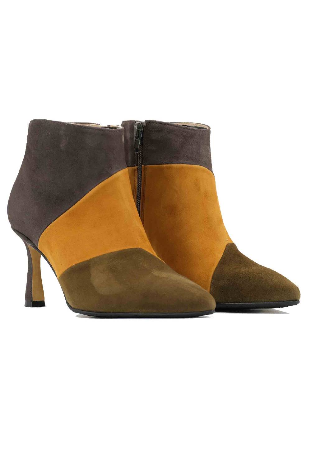 L'ARIANNA Stivaletti TR1672/RT in camoscio verde con tacco alto Offerta Anniversario