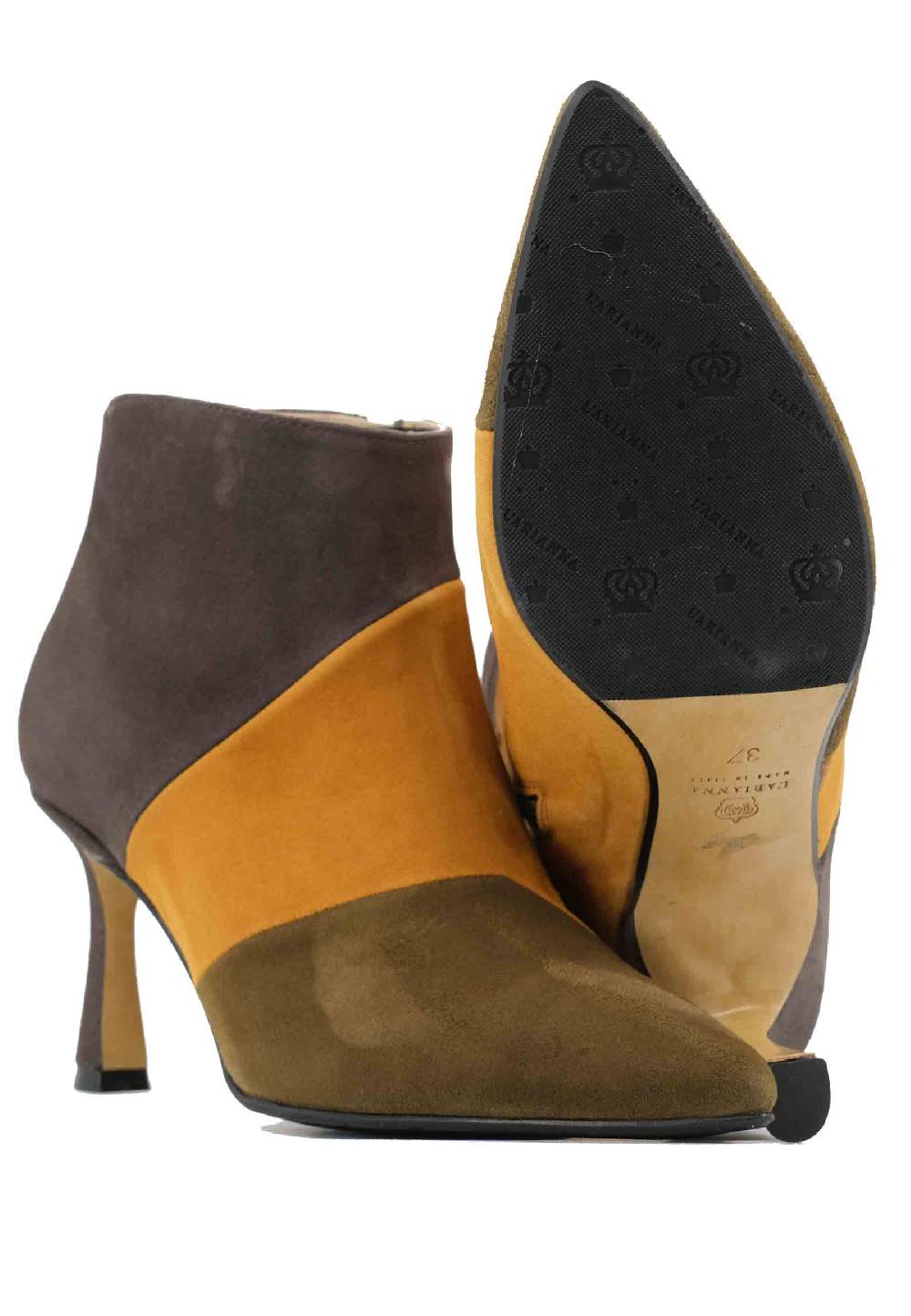 L'ARIANNA Stivaletti TR1672/RT in camoscio verde con tacco alto Offerta Anniversario