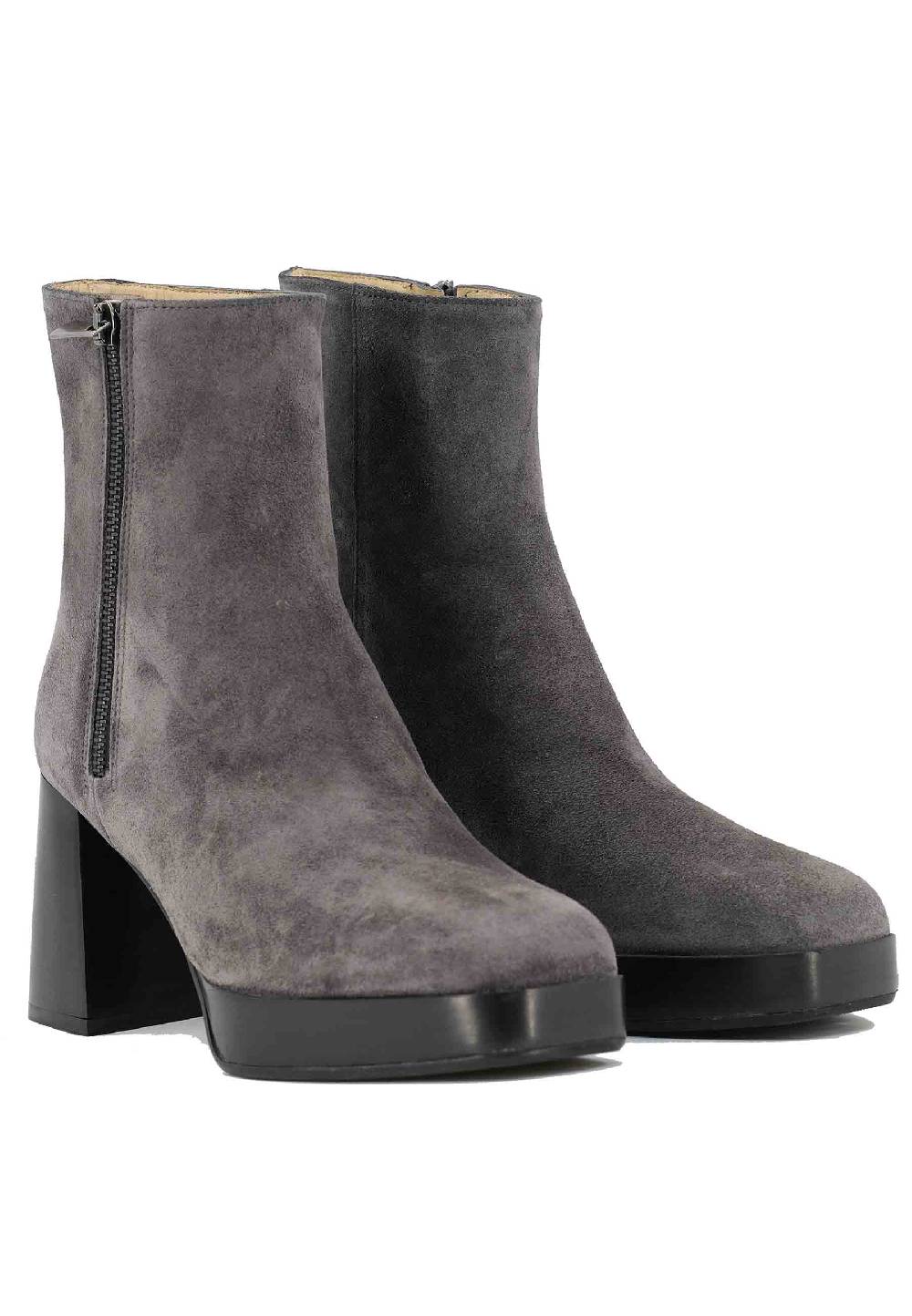 L'ARIANNA Stivaletti TR1665 in camoscio grigio con tacco alto e plateau con zip esterna Smaltimento dello stoccaggio