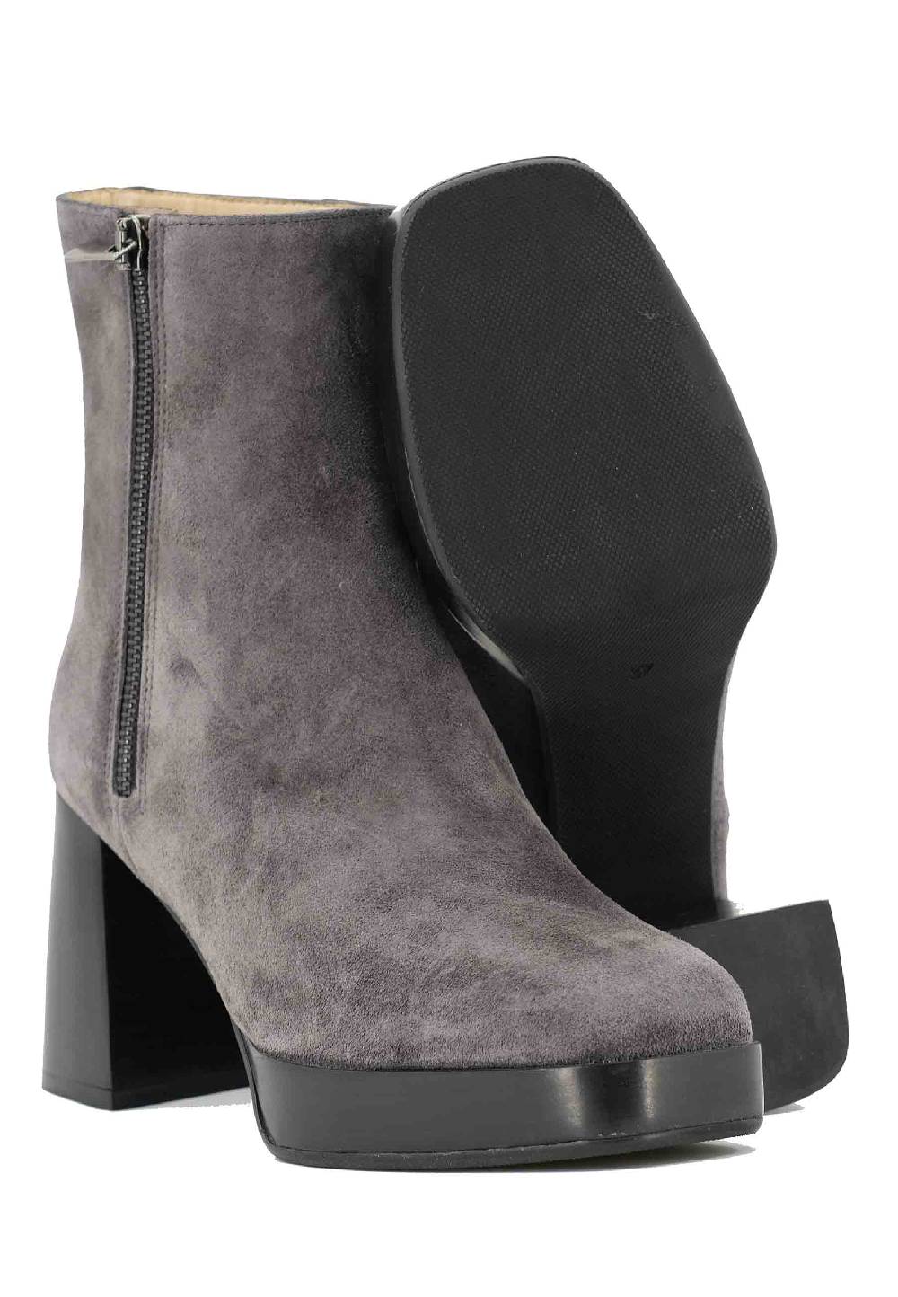L'ARIANNA Stivaletti TR1665 in camoscio grigio con tacco alto e plateau con zip esterna Smaltimento dello stoccaggio