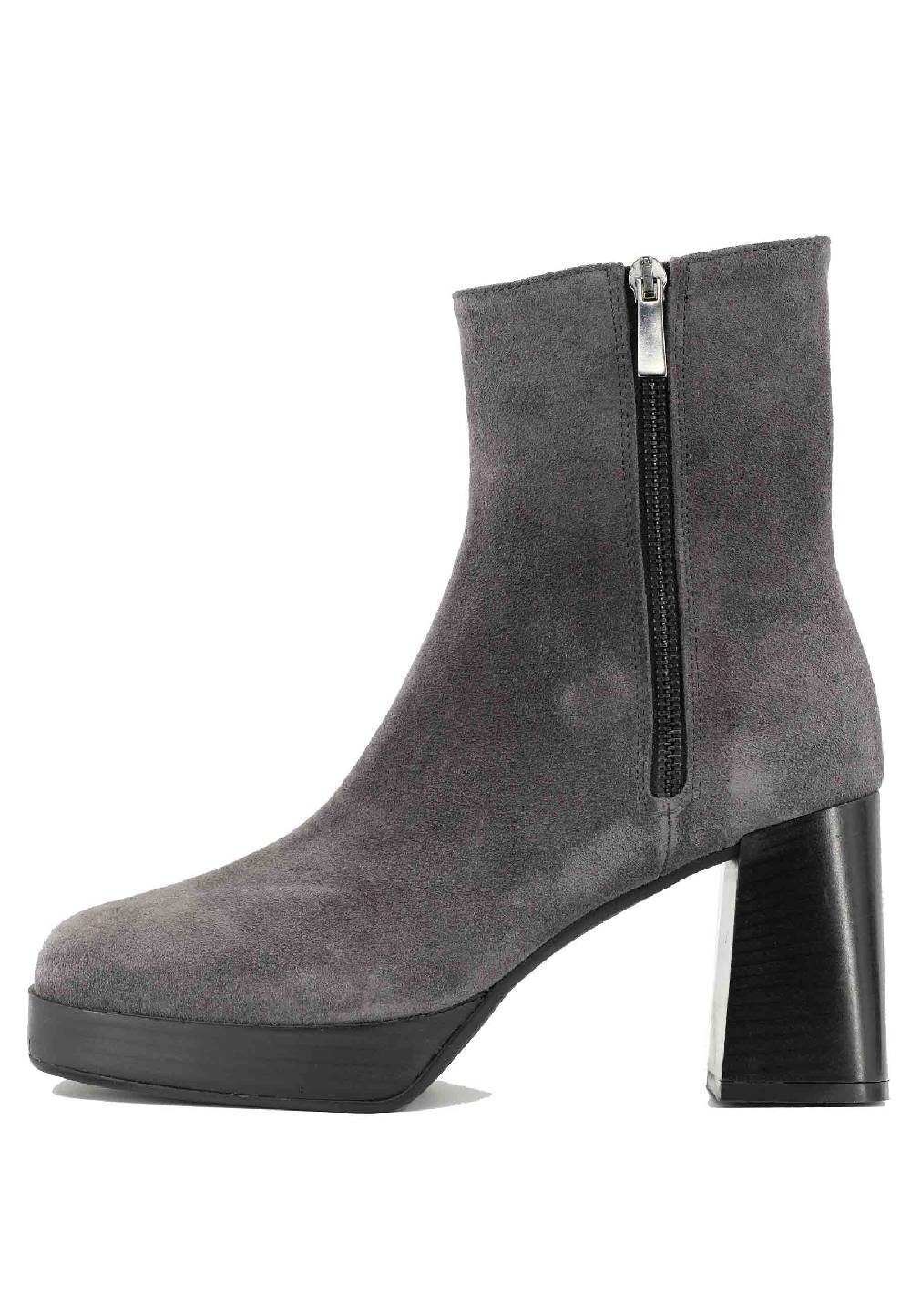 L'ARIANNA Stivaletti TR1665 in camoscio grigio con tacco alto e plateau con zip esterna Smaltimento dello stoccaggio