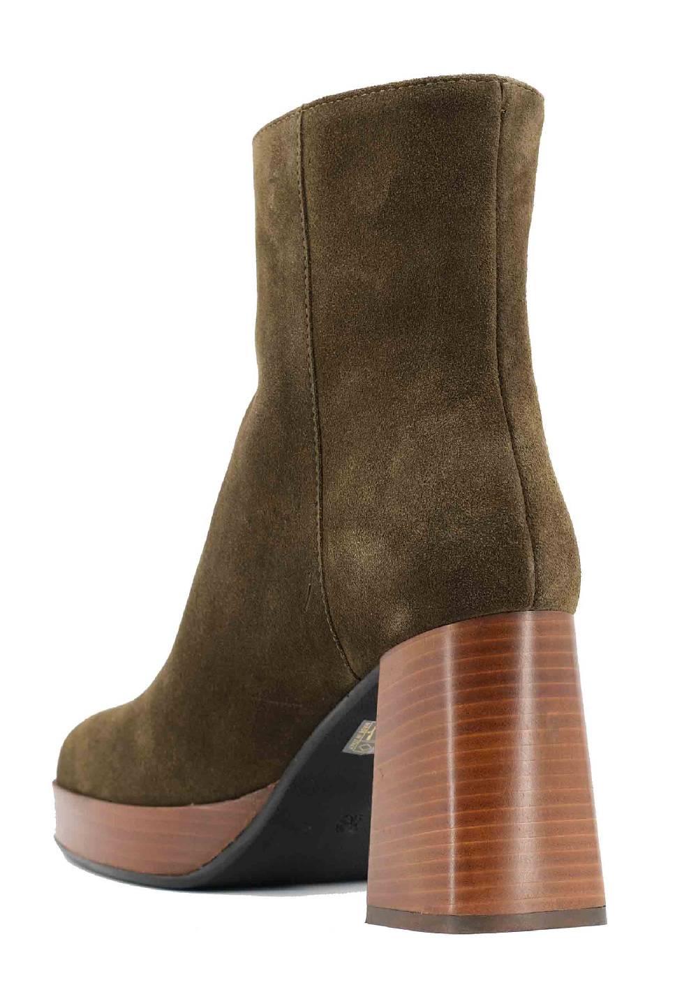 L'ARIANNA Stivaletti TR1665 in camoscio verde con tacco alto e plateau con zip esterna Vendita calda