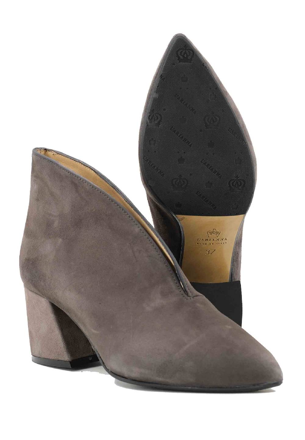 L'ARIANNA Stivaletti TR8006/G Ankle boot in camoscio grigio con tacco largo Offerte esclusive