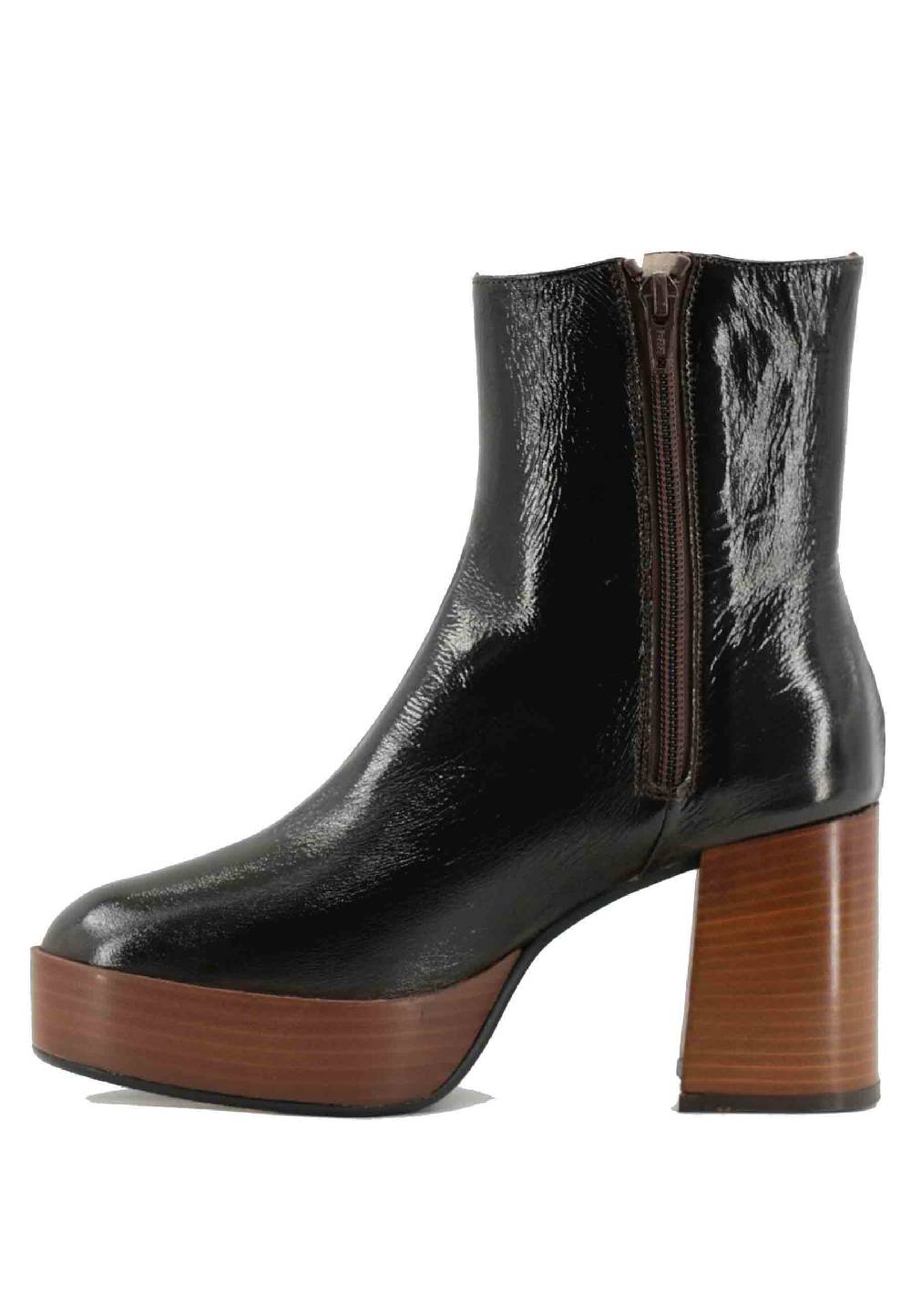 L'ARIANNA Stivaletti TR1556 in pelle testa di moro con tacco alto e plateau con zip laterale di chiusura Lightning offer