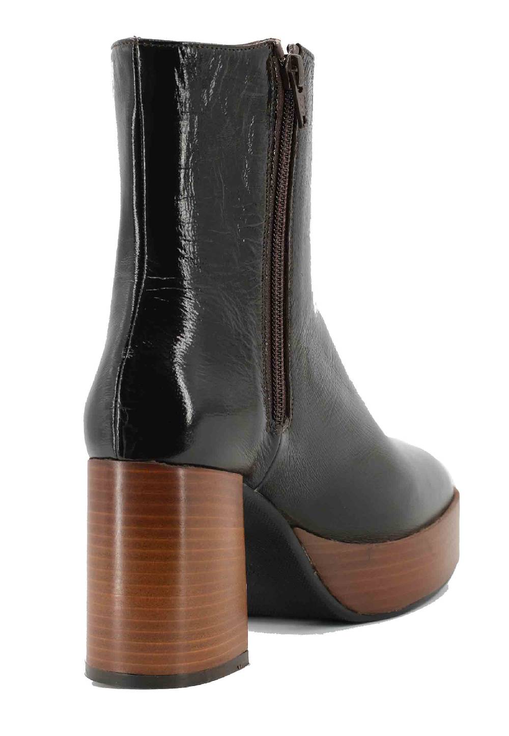 L'ARIANNA Stivaletti TR1556 in pelle testa di moro con tacco alto e plateau con zip laterale di chiusura Lightning offer