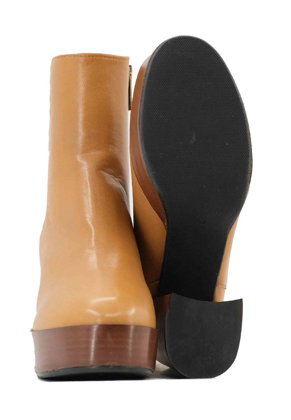 L'ARIANNA Stivaletti TR1556 in pelle senape con tacco alto e plateau con zip laterale di chiusura Grandi sconti