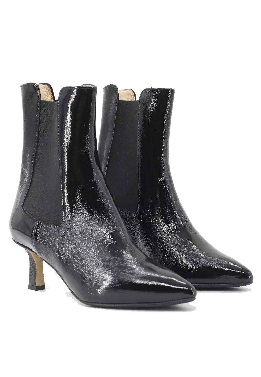 L'ARIANNA Stivaletti beatles BT 1552/RT in naplack nero con tacco medio e punta a punta Nuovi prodotti