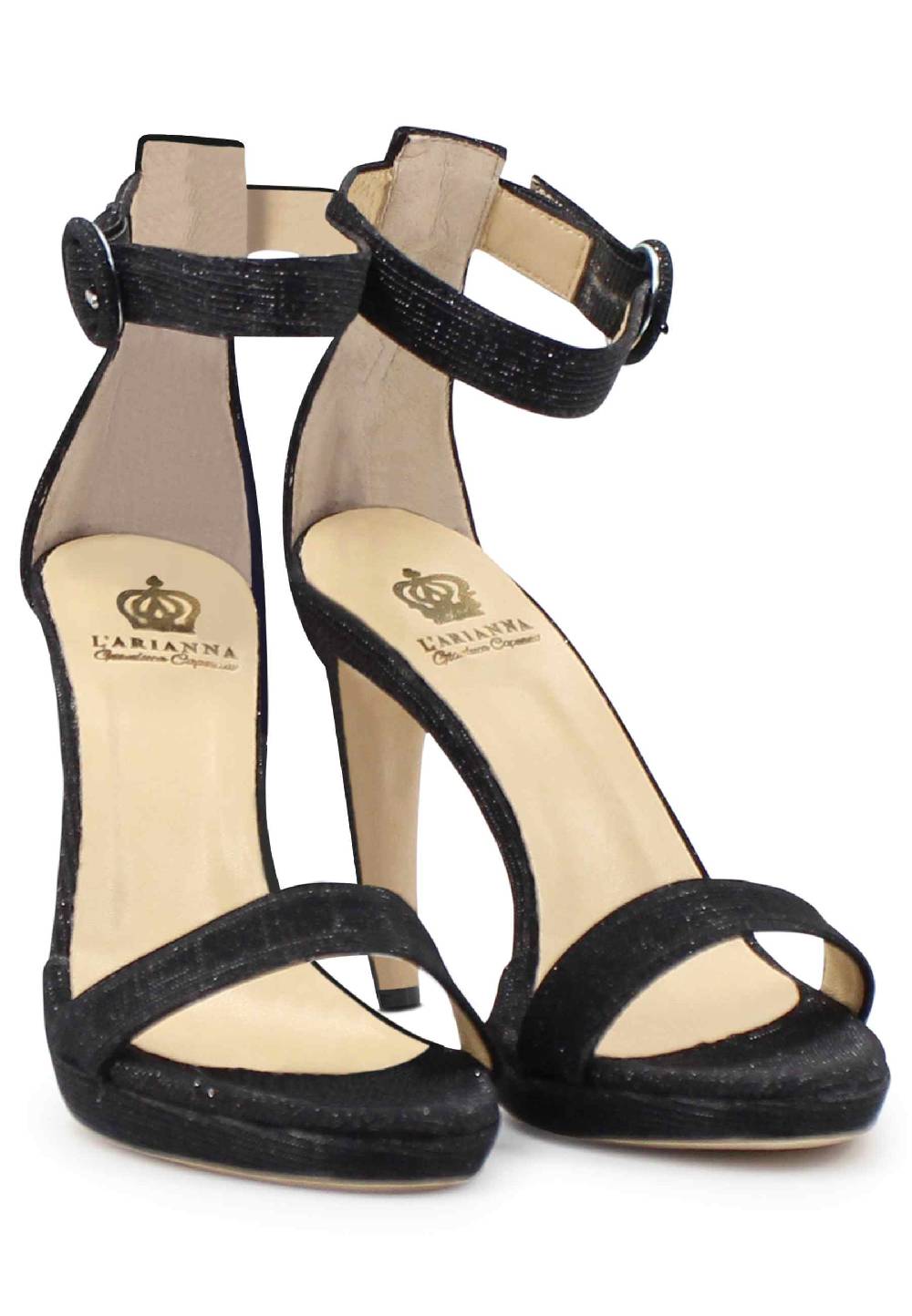 L'ARIANNA Sandali DS7016 donna in tessuto luminor blu notte tacco alto e cinturino alla caviglia Enormi risparmi
