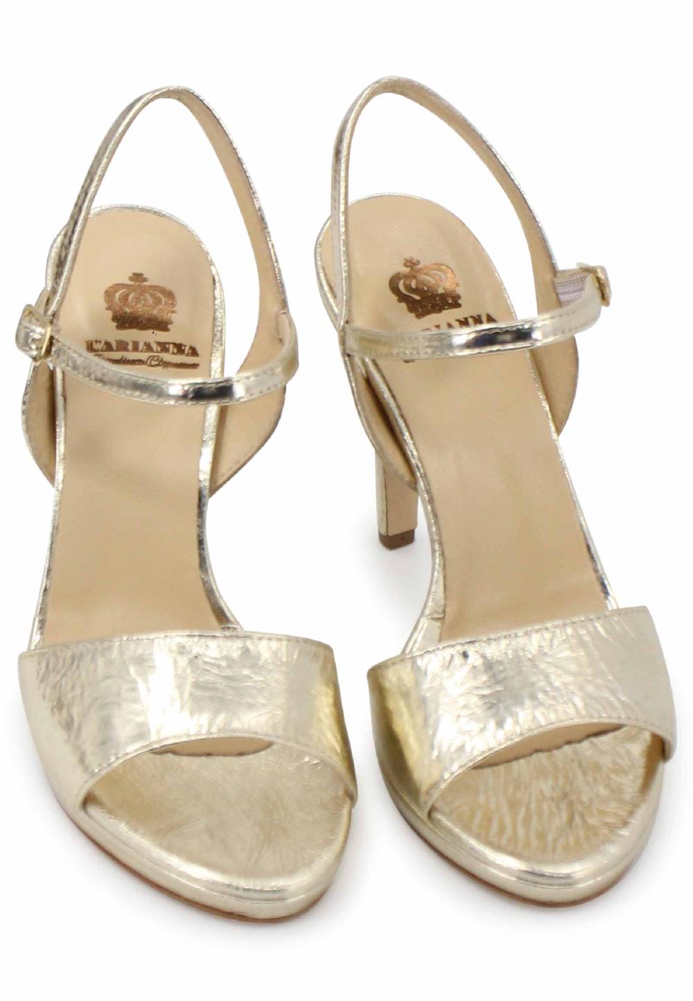 L'ARIANNA Sandali DS7055 donna in pelle oro con tacco alto a spillo Sconti VIP
